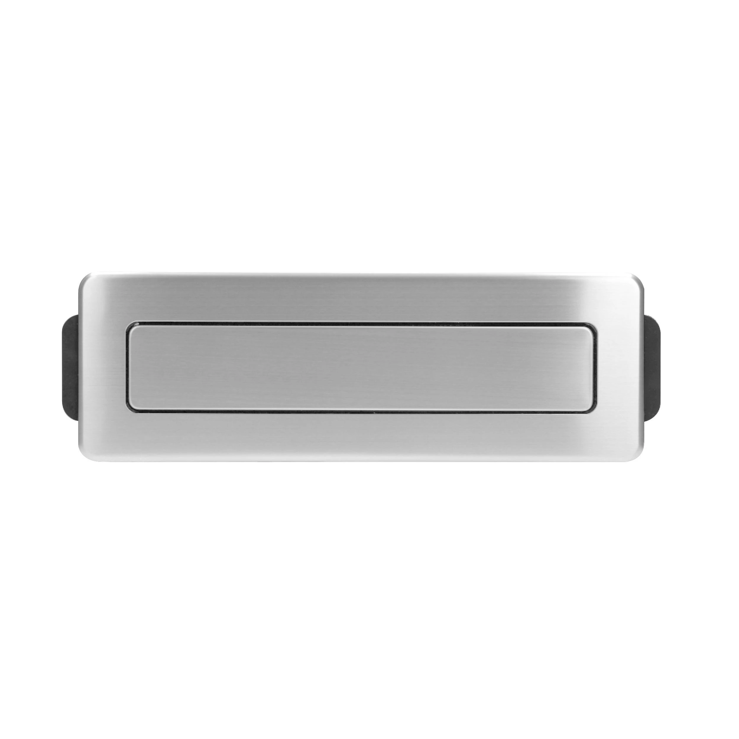 Orno Lizdas Baldinis lizdas, išsikišantis iš stalviršio, su plokščiu frezuotu kraštu, USB įkrovikliu ir 2 m laidu, 3 E tipo lizdai, 2 x USB (2,4 A), 3x1,5 mm², juodos ir sidabrinės spalvos, INOX