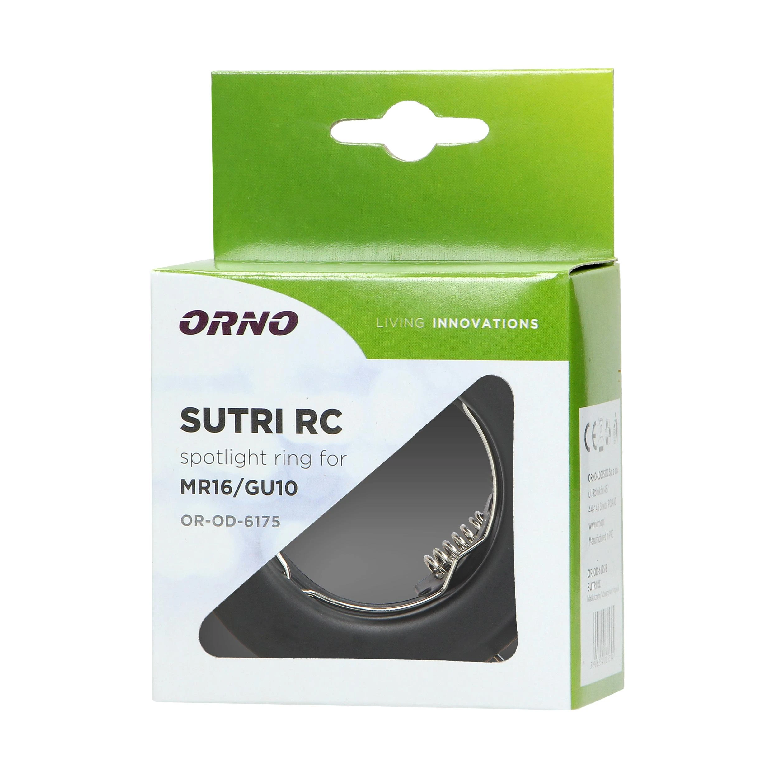 Orno SUTRI RC dekoratyvinis prožektoriaus rėmelis, MR16/GU10, max 7W, apvalus, fiksuotas, juodas