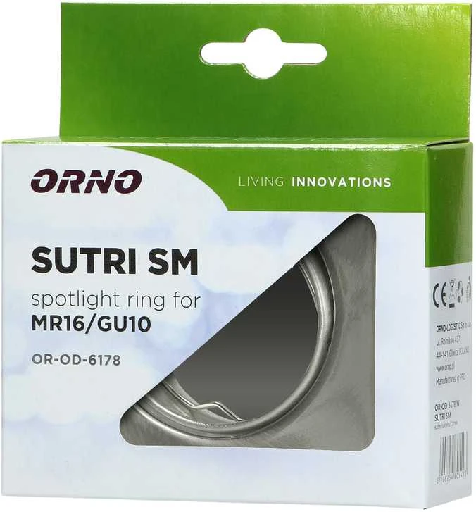 Lubinis šviestuvas Orno SUTRI SM dekoratyvinis prožektoriaus rėmelis, MR16/GU10, max 50W, kvadratinis, reguliuojamas, satininis