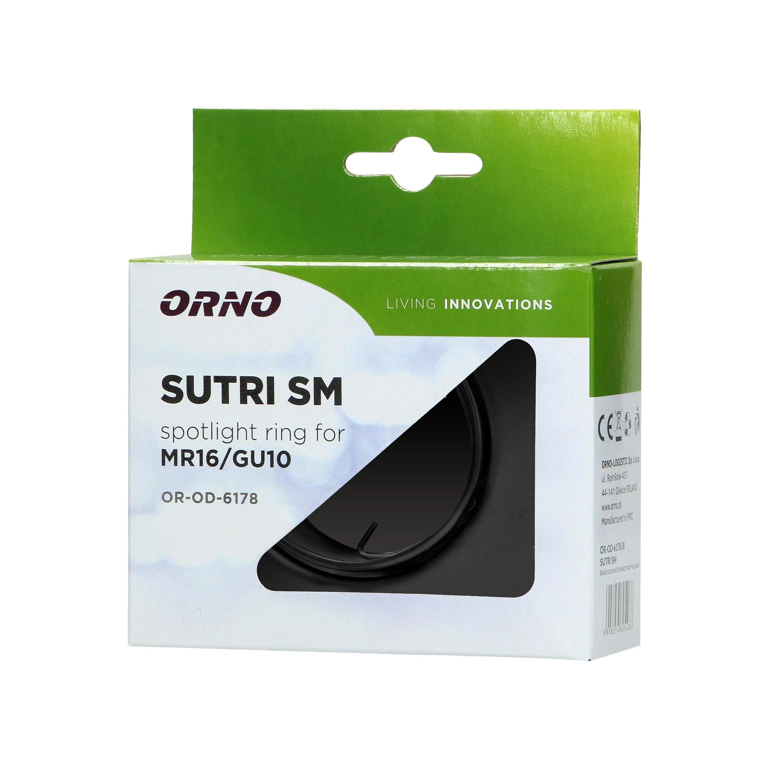 Orno SUTRI SM ramka dekoracyjna oprawy punktowej, MR16/GU10 max 7W, kwadrat, regulowana, juoda