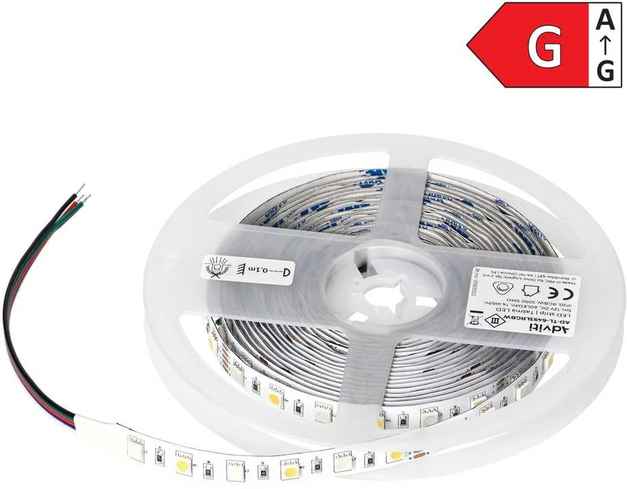 Orno Taśma LED 12V, Samsung lustų rinkinys 5050, 60L/m, 330lm/m, 14,4W/m, IP20, RGBW, 5m