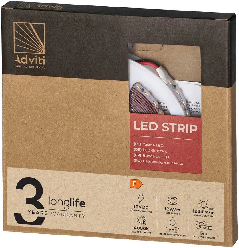 Orno Taśma LED 12V, Samsung lustų rinkinys 2835, 120L/m, 1260lm/m, 12W/m, IP20, 4000K, 5m