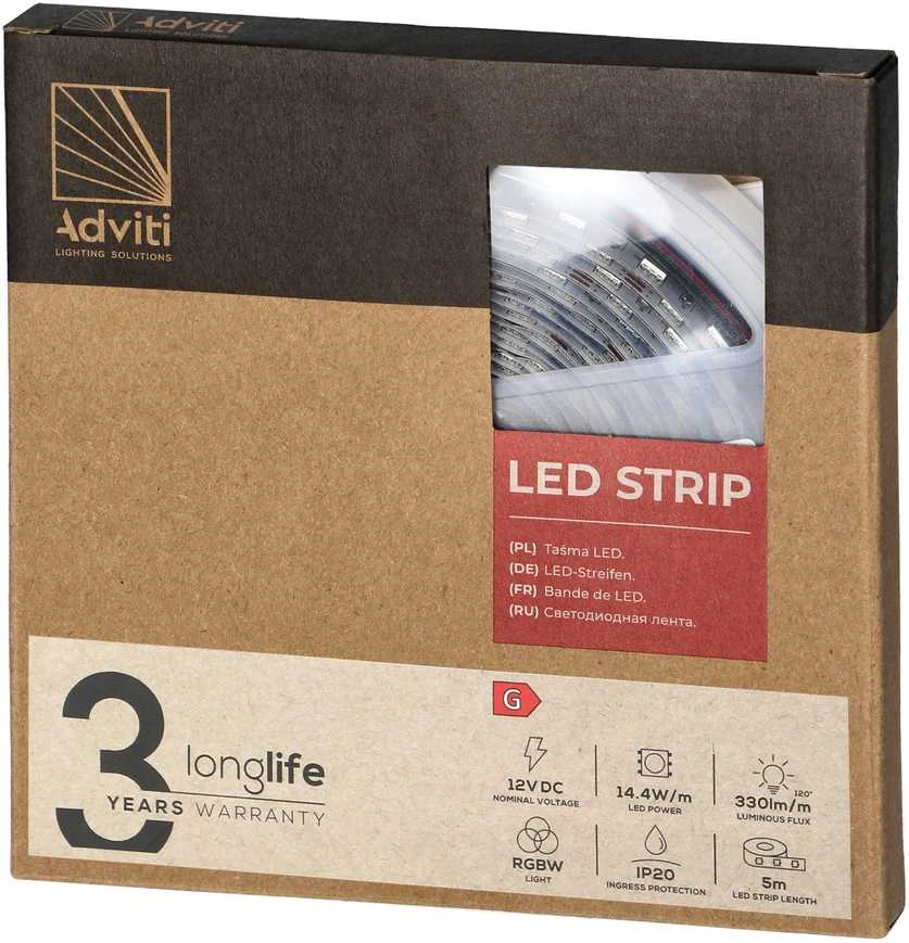 Orno Taśma LED 12V, Samsung lustų rinkinys 5050, 60L/m, 330lm/m, 14,4W/m, IP20, RGBW, 5m
