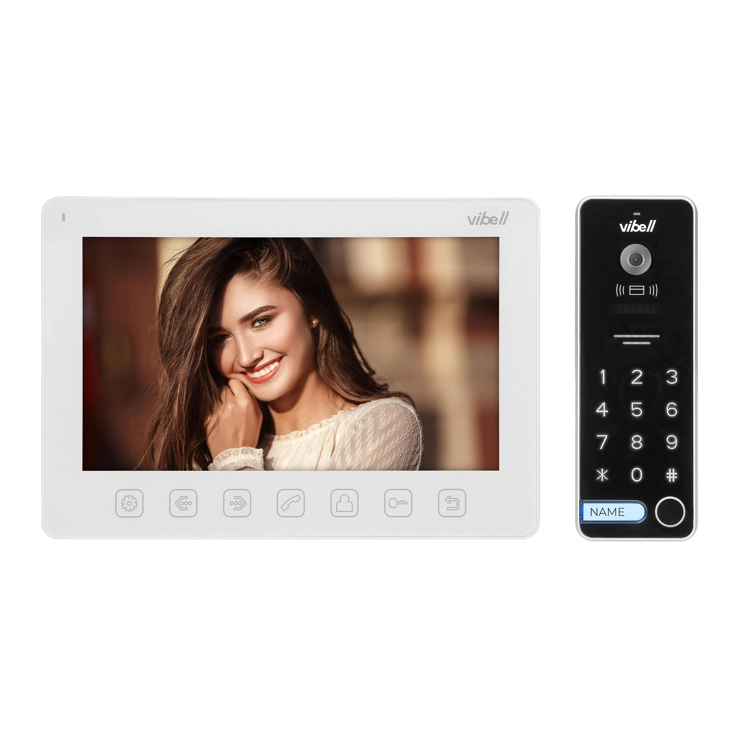 Orno Rinkinys Vaizdo domofono komplektas, be ragelio, spalvotas, 7" LCD, OSD meniu, vartų valdymas, su šifravimo įrenginiu ir RFID, baltas, ALCOR