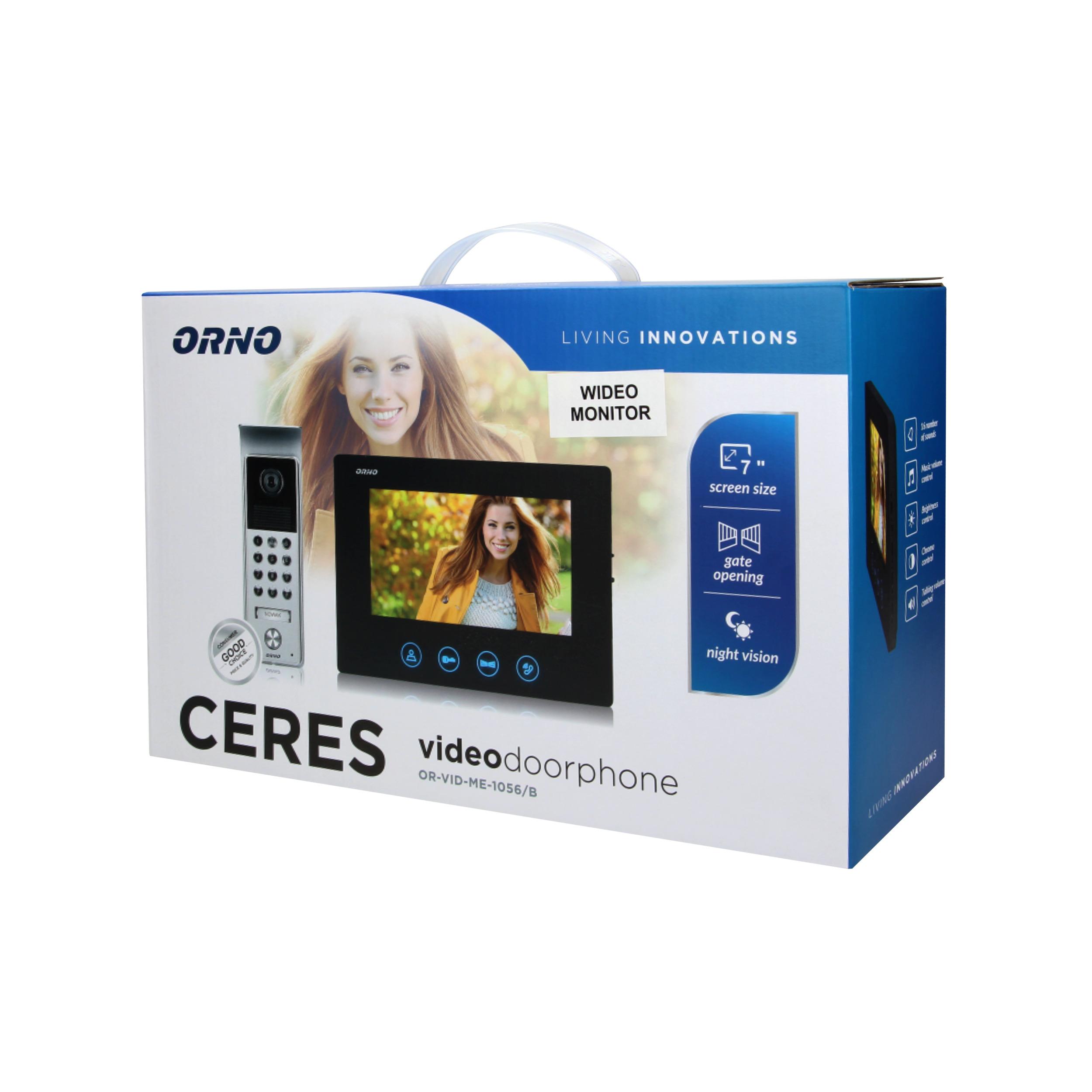 Orno Wideo Spalvotas, laisvų rankų LCD 7 colių vaizdo monitorius CERES serijai, vartų atidarymas, juodas