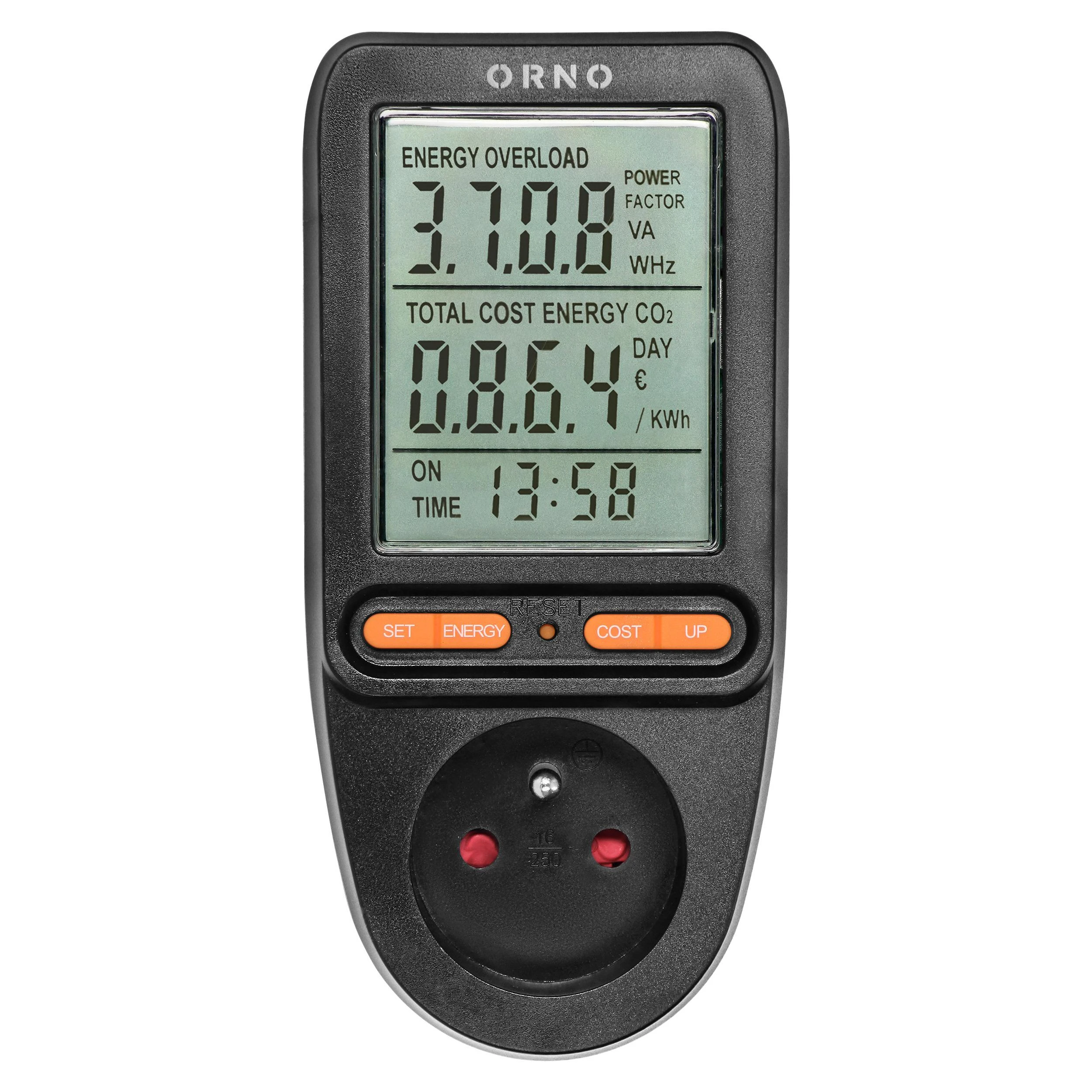 Orno Energy skaičiuotuvas with LCD display color juodas (OR-WAT-435/B)