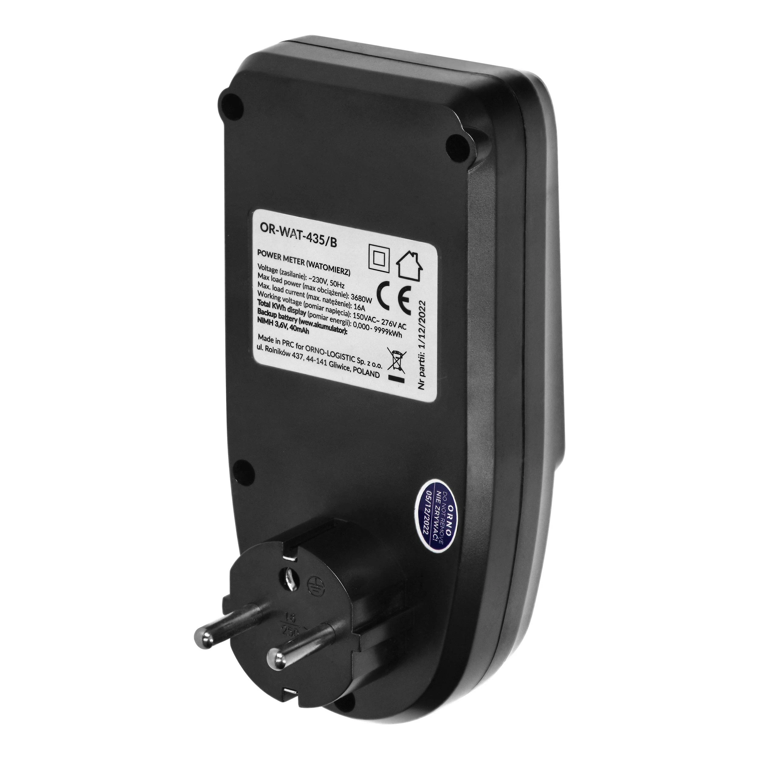 Orno Energy skaičiuotuvas with LCD display color juodas (OR-WAT-435/B)