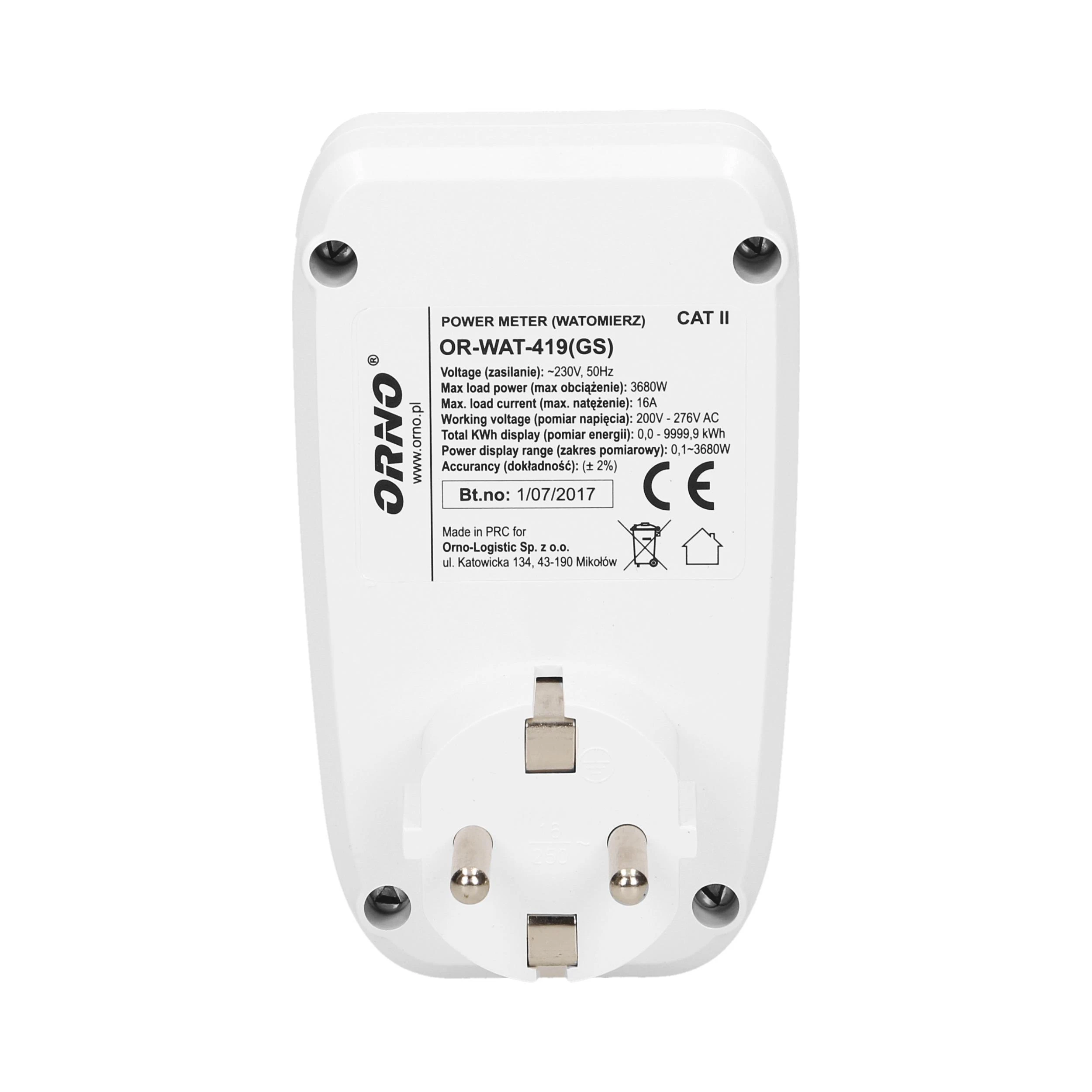 ORNO WATT METER WITH LCD DISPLAY | Energizer