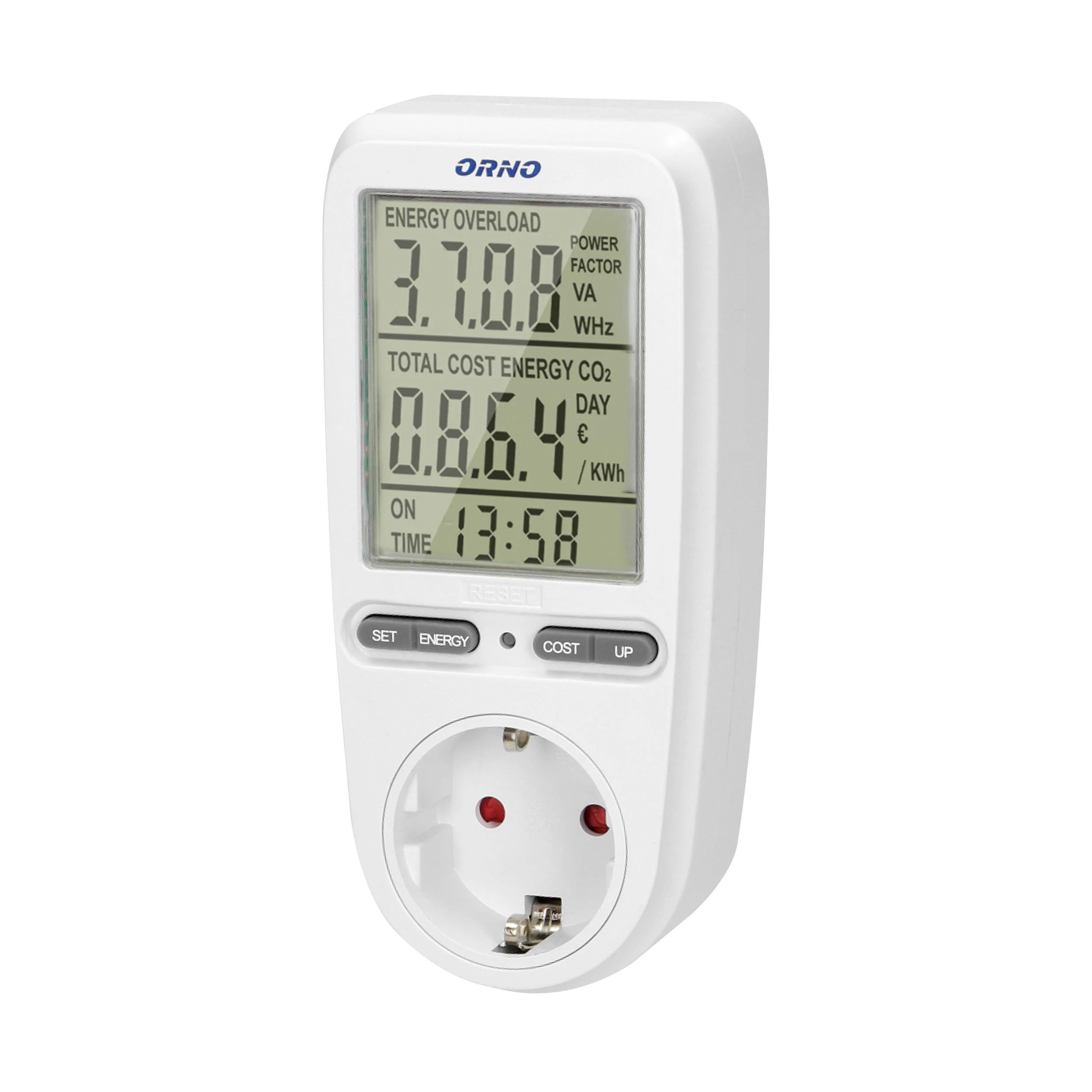 Orno energijos matuoklis su LCD ekranu ir srovės lizdu