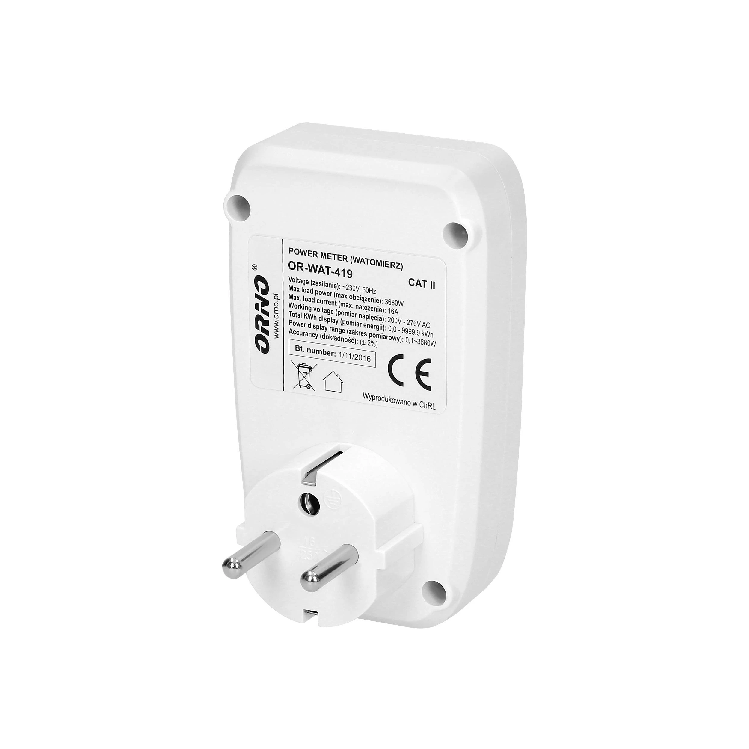 VATMETRAS, ENERGIJOS SU LCD EKRANU SKAIČIUOKLĖ OR-WAT-419 ORNO