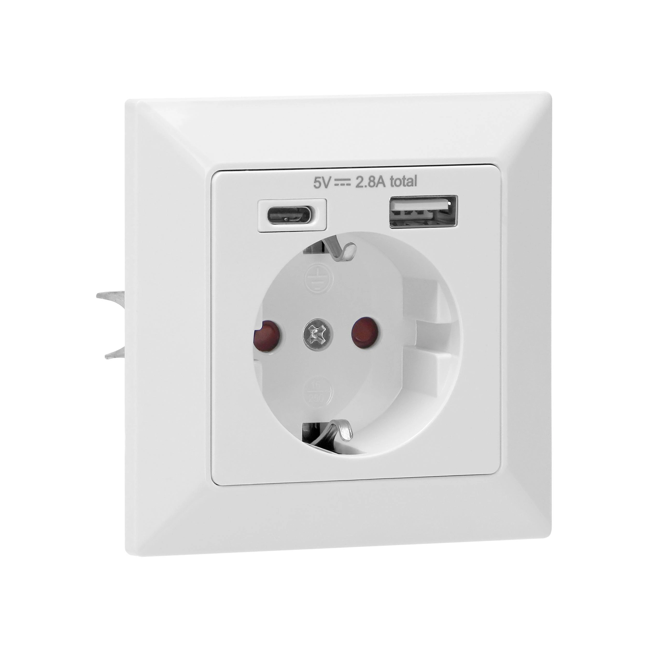 Orno Viengubas elektros lizdas 2P+Z (Schuko) su USB-A ir USB-C jungtimis