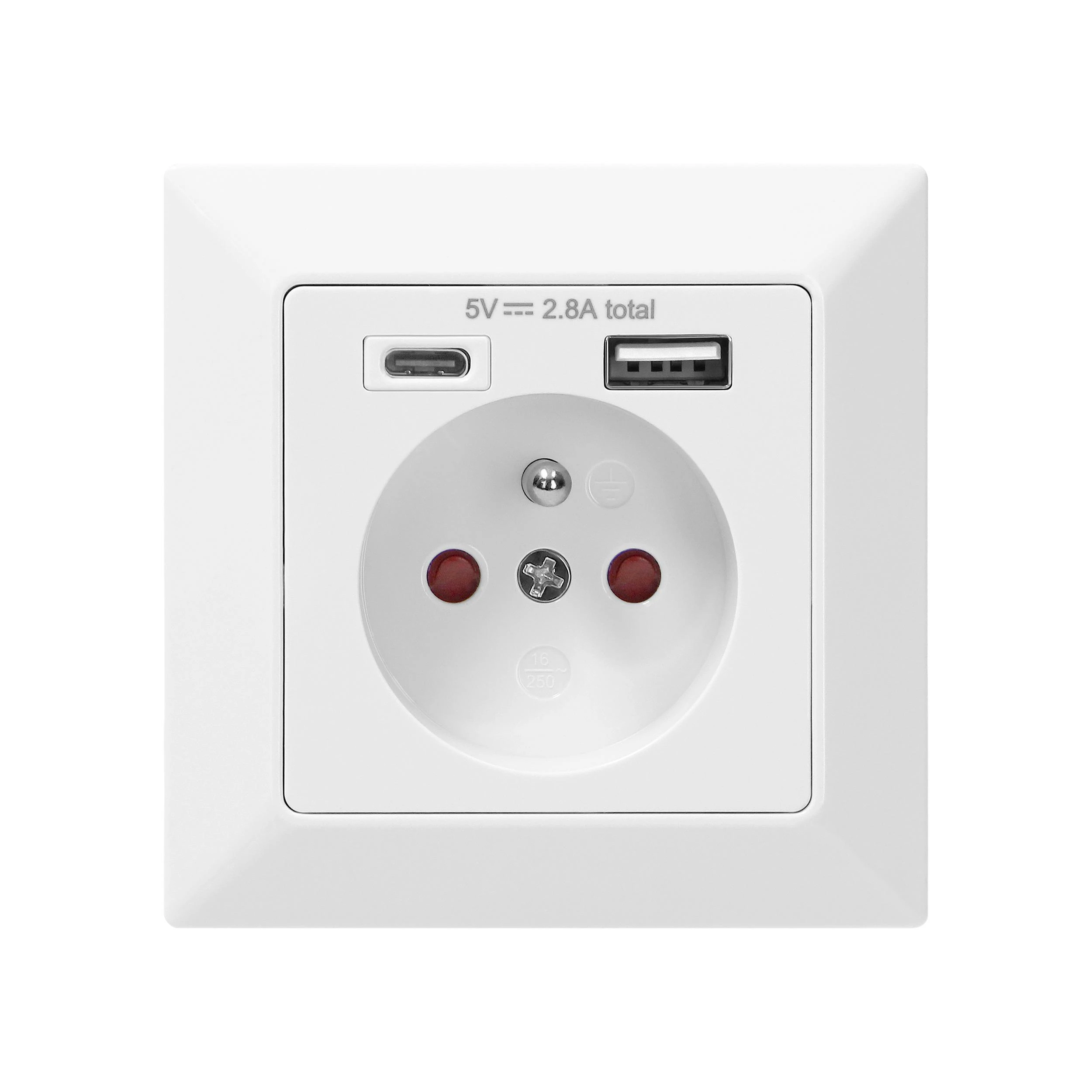 Orno Viengubas elektros lizdas 2P+Z su USB-A ir USB-C išvestimis