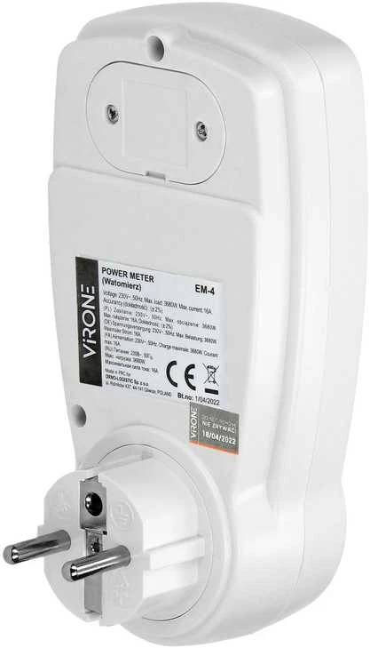 Virone Orno Vieno tarifo vatmetras, energijos skaičiuoklė su LCD ekranu, vieno tarifo, įmontuota baterija