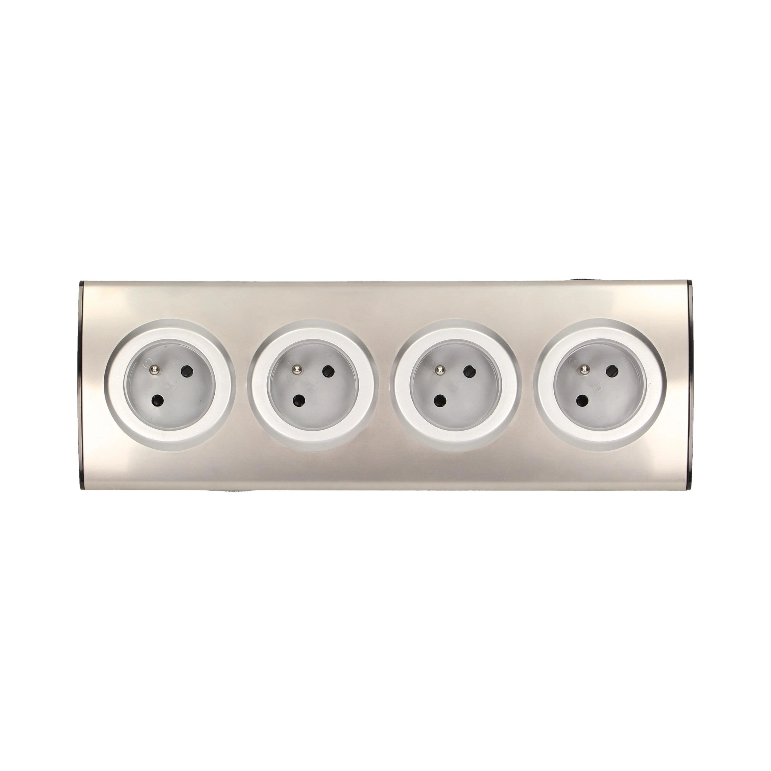 Orno Lizdas Virtuvės baldų lizdas 4x2P+Z, tvirtinimas Velcro lipdukais, INOX