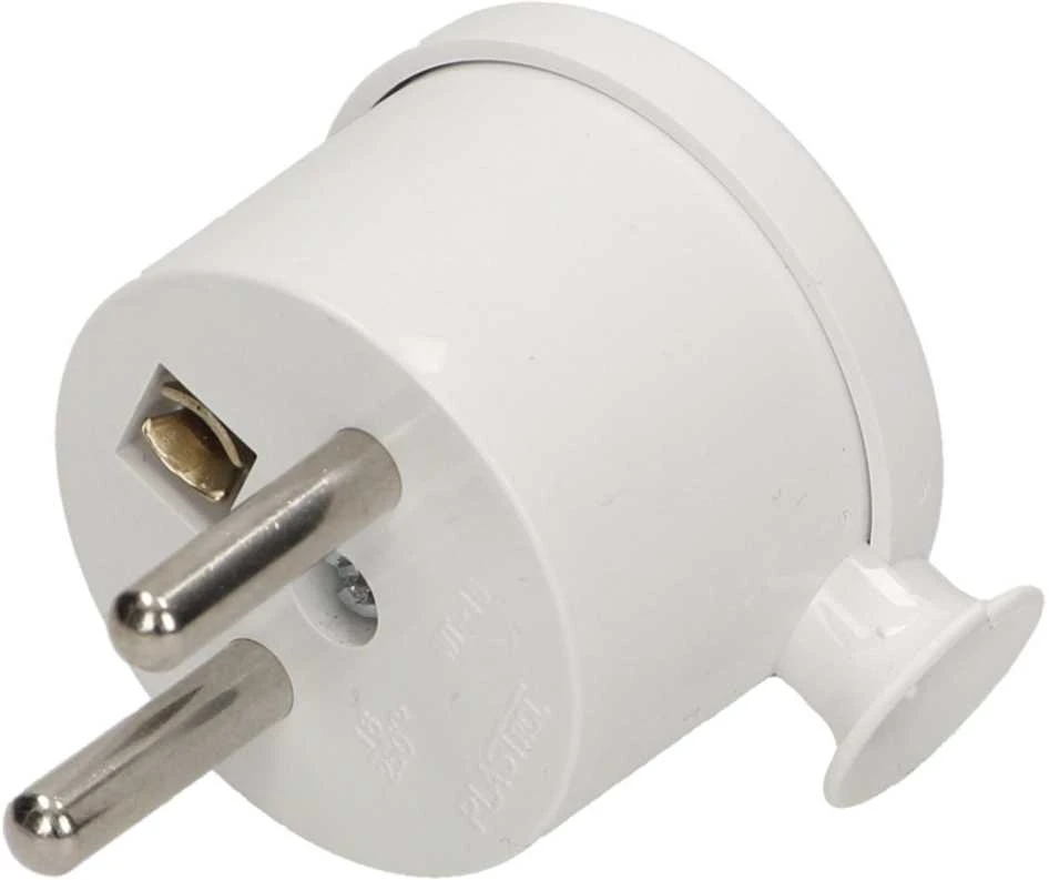 Wtyczka 2P+Z MINI kampinis kištukas, baltas