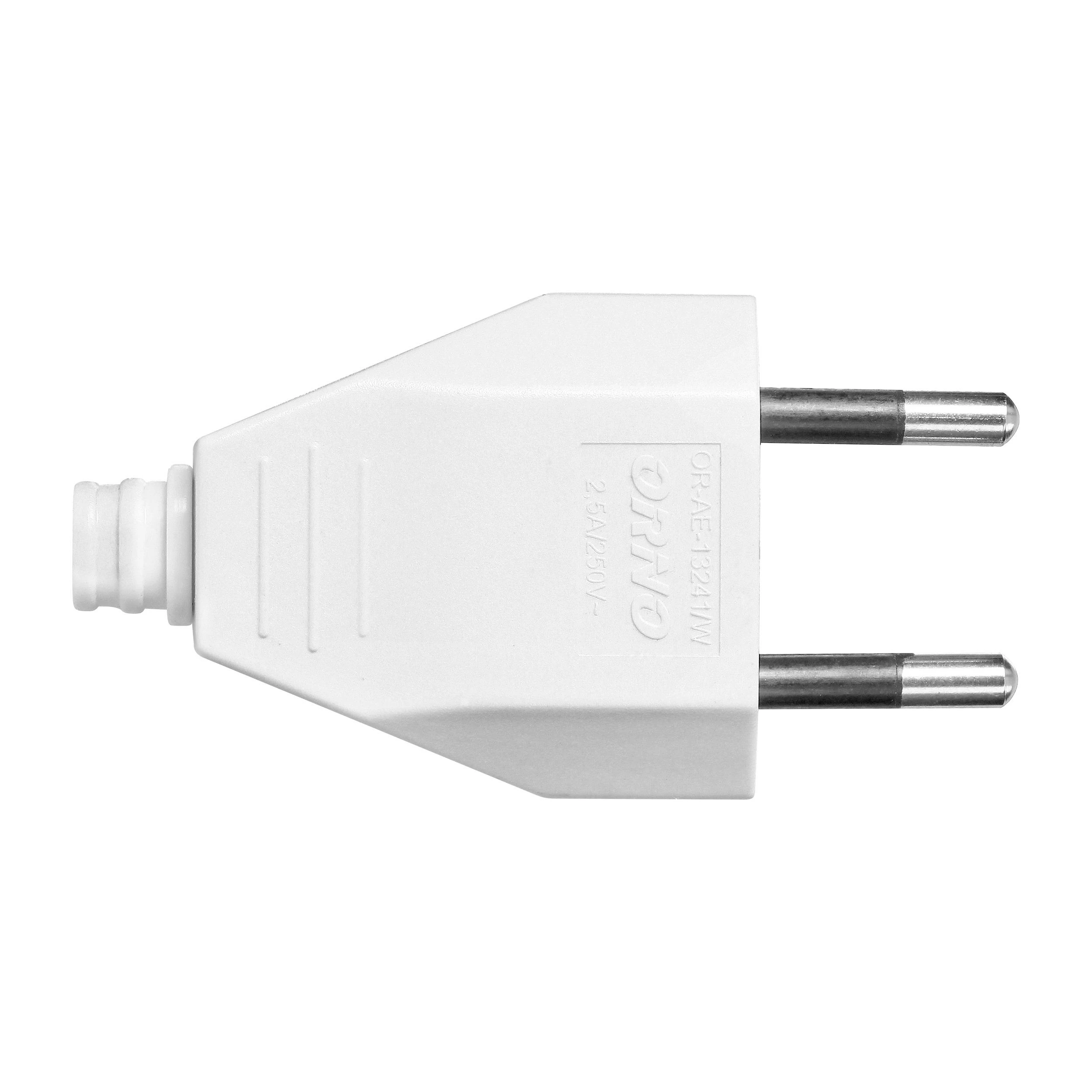 Orno Wtyczka Plokščias kištukas be įžeminimo, 2,5 A, 250 V, baltas polikarbonatas, 1 vnt.