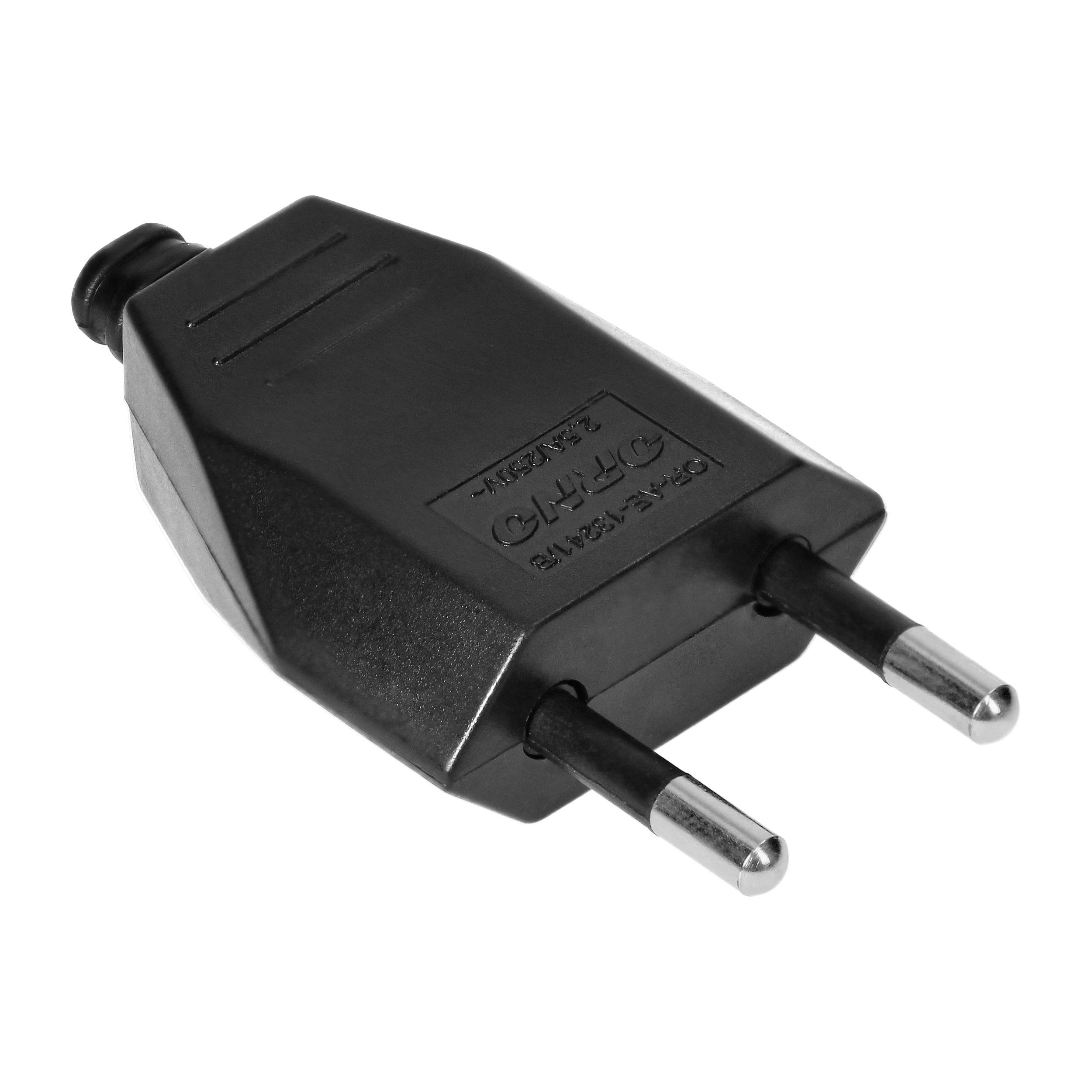Orno Wtyczka Plokščias kištukas be įžeminimo, 2,5 A, 250 V, juodas polikarbonatas, 1 vnt.
