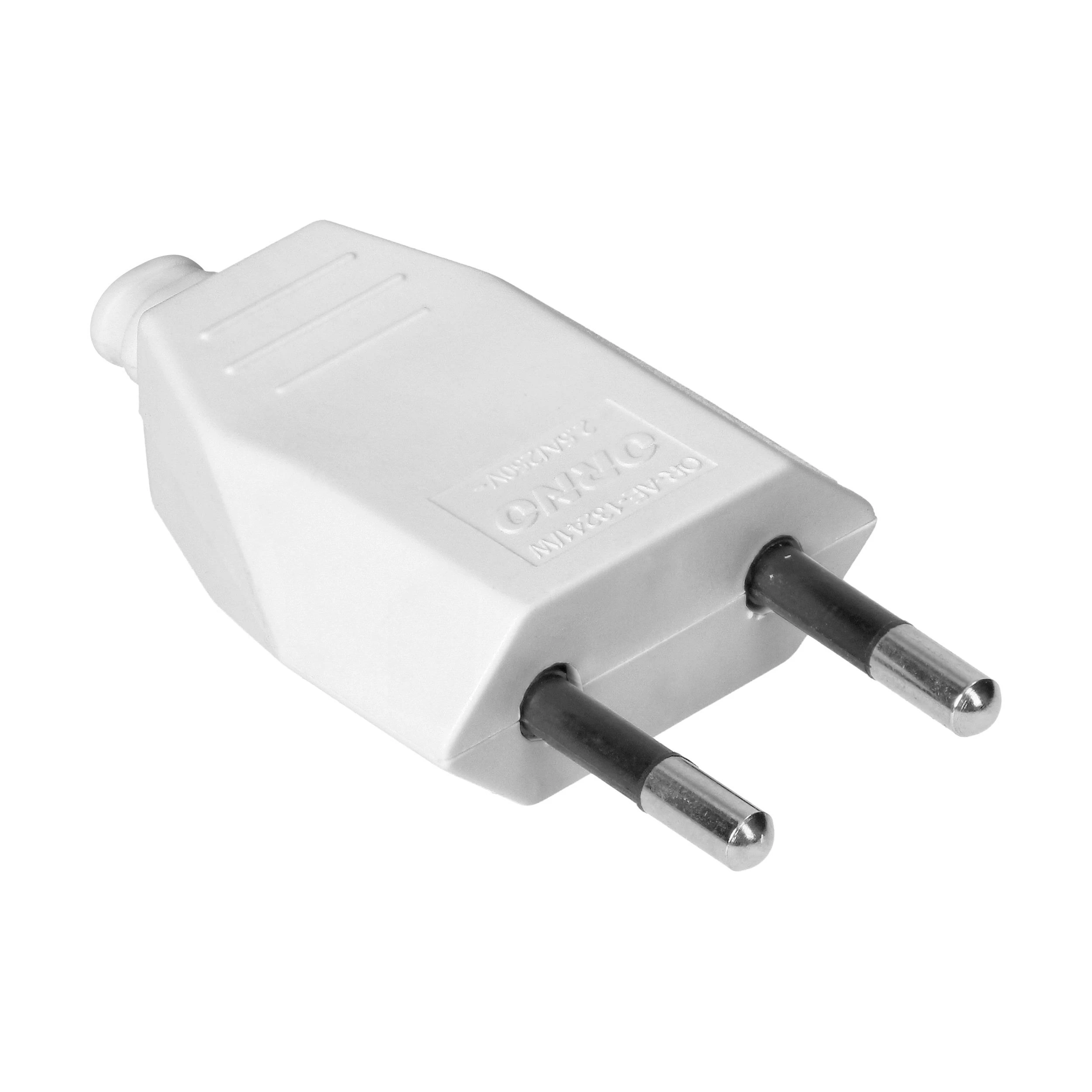Orno Wtyczka Plokščias kištukas be įžeminimo, 2,5 A, 250 V, baltas polikarbonatas, 1 vnt.