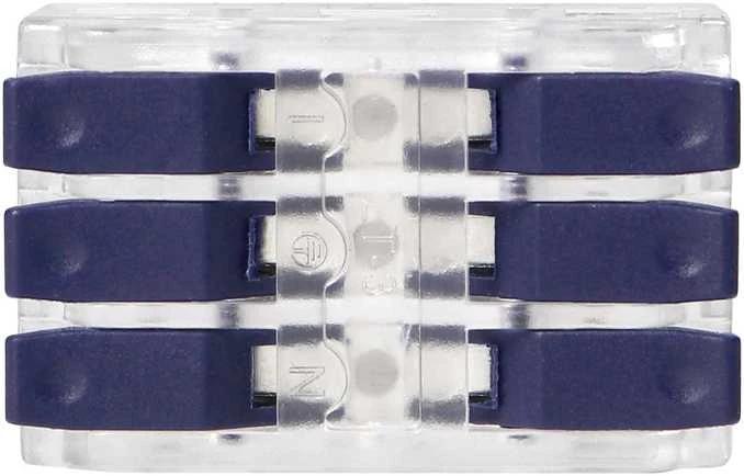 Orno Złączka 3 laidų kompresinė instaliacinė jungtis, dvipusė; bet kokiam 0,75–4 mm² laidui; IEC 250V/32A; 4 vnt. lizdinėje pakuotėje.