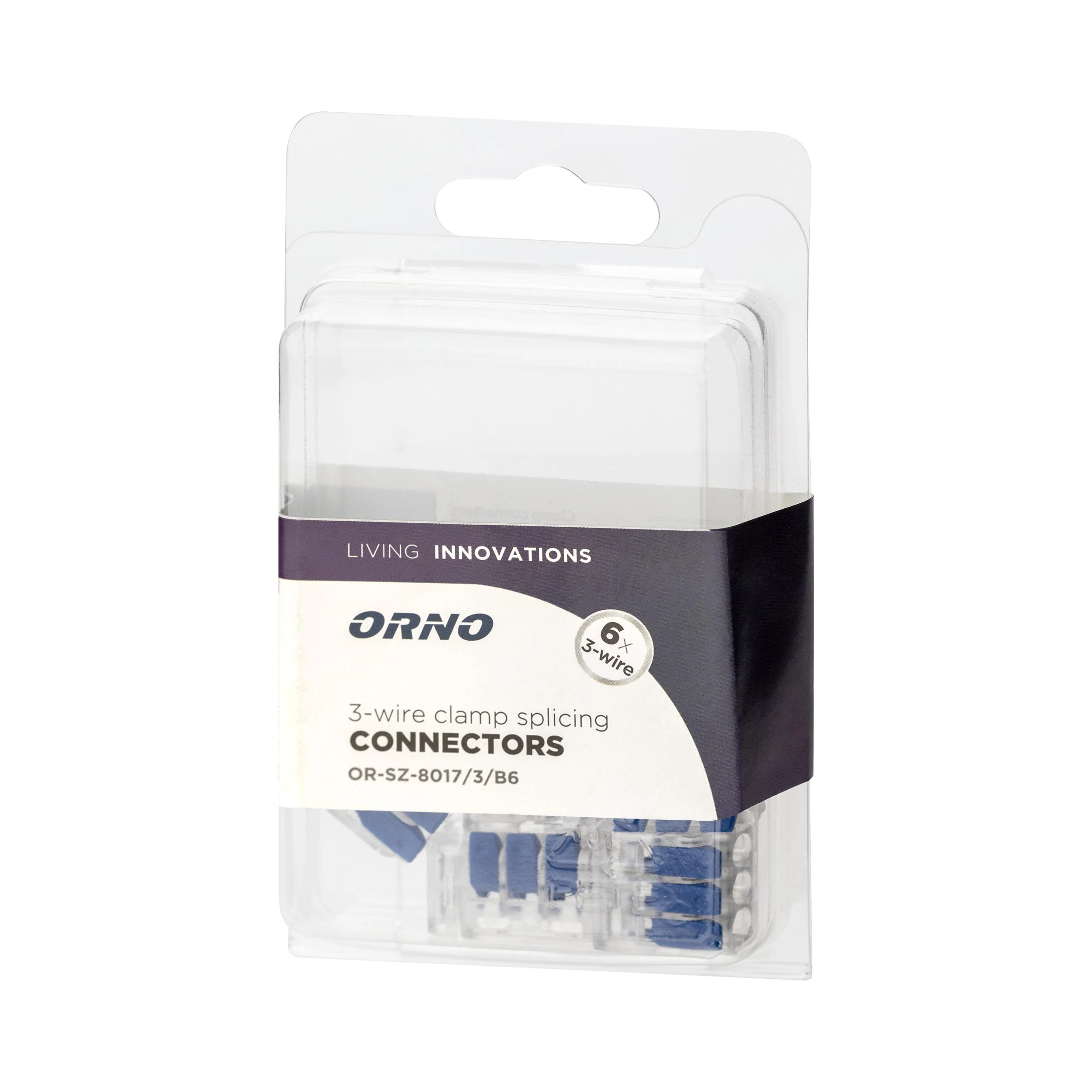 Orno Złączka 3 laidų kompresinė instaliacinė jungtis; bet kokiam 0,75–4 mm² laidui; IEC 450 V / 32 A; 6 vnt. lizdinėje pakuotėje.