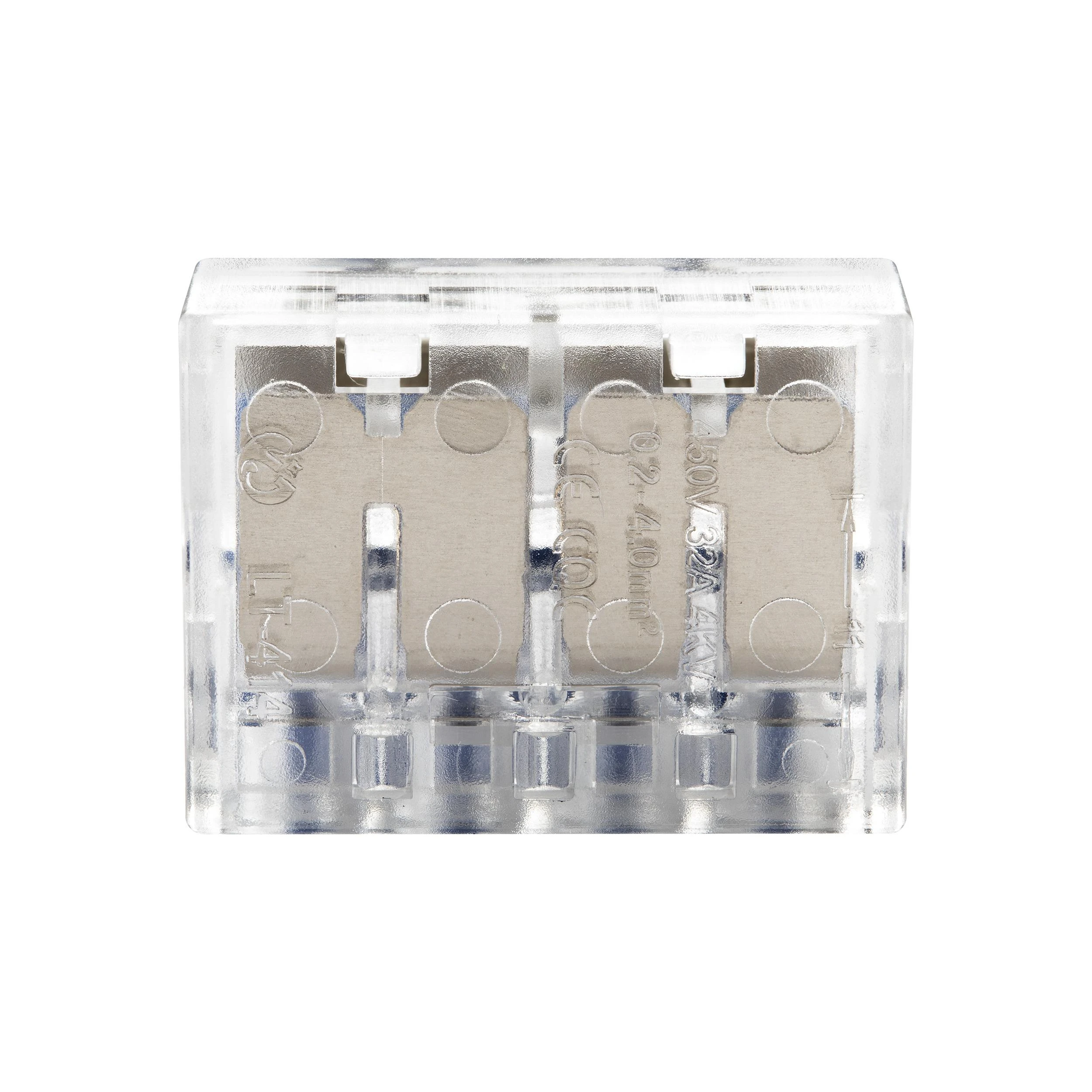 Orno Złączka 4 laidų kompresinė instaliacinė jungtis; bet kokiam 0,75–4 mm² laidui; IEC 450 V / 32 A; 4 vnt. lizdinėje pakuotėje.