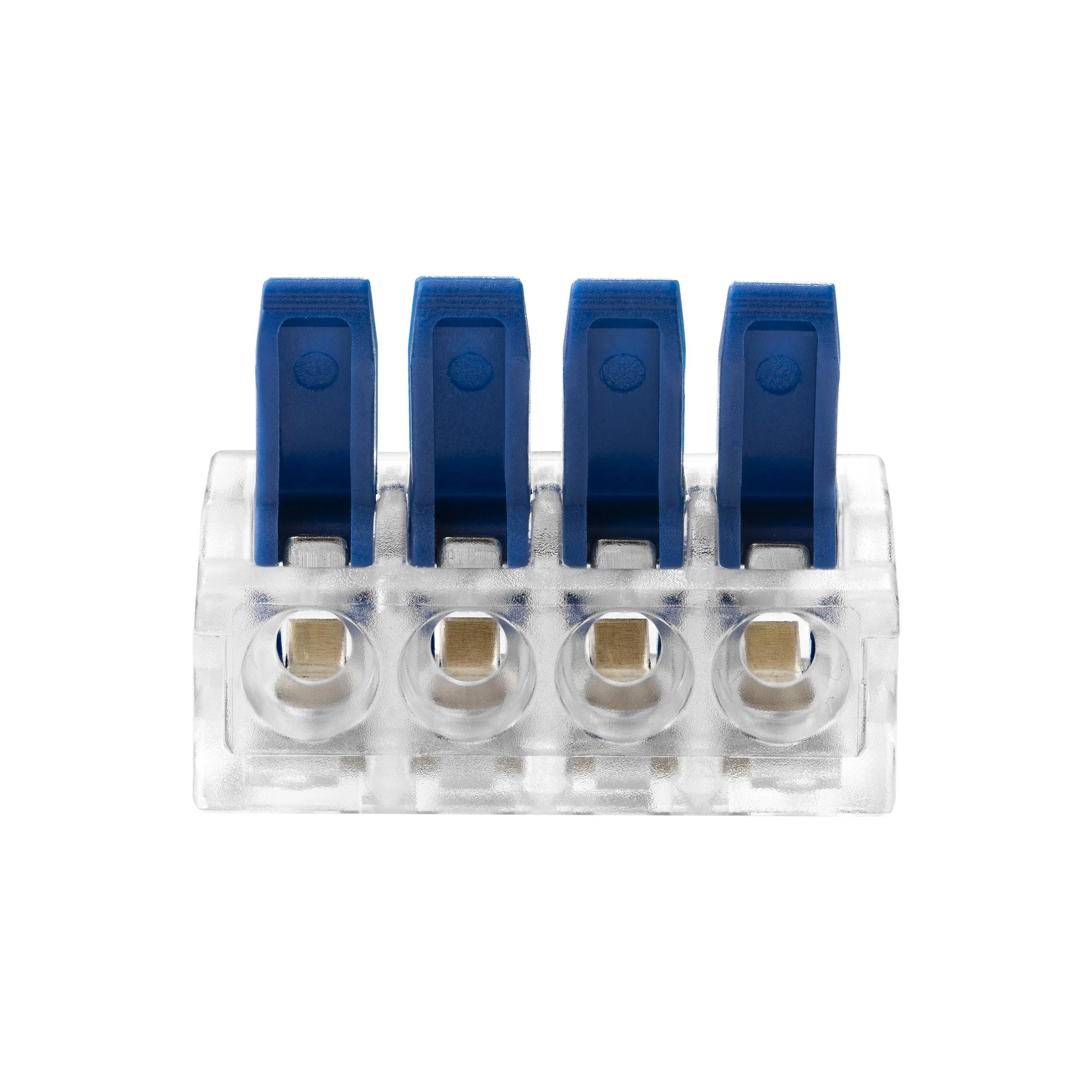 Orno Złączka 4 laidų kompresinė instaliacinė jungtis; bet kokiam 0,75–4 mm² laidui; IEC 450 V / 32 A; 4 vnt. lizdinėje pakuotėje.