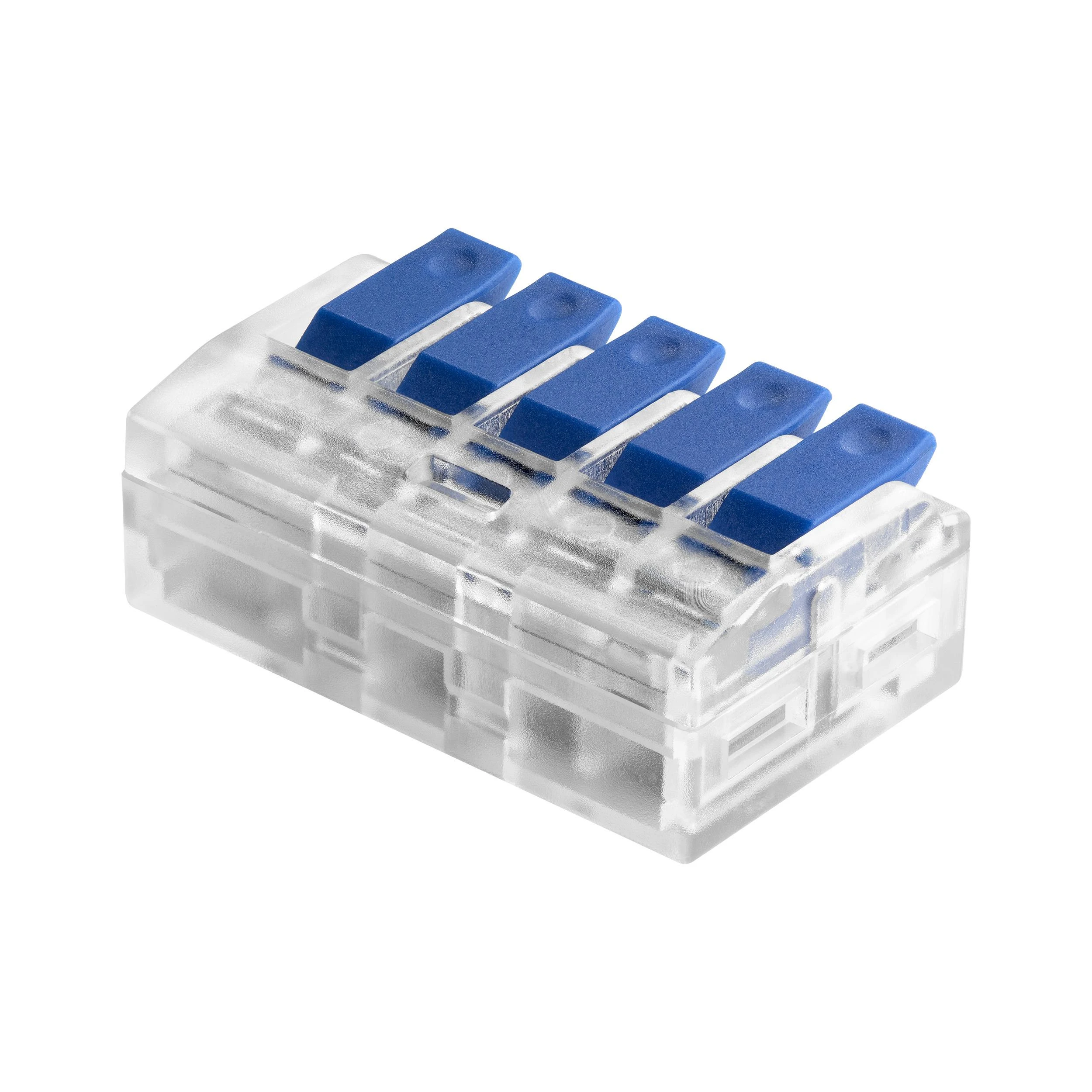 Orno Złączka 5 laidų kompresinė instaliacinė jungtis; bet kokiam 0,75–4 mm² laidui; IEC 450 V / 32 A; 4 vnt. lizdinėje pakuotėje.