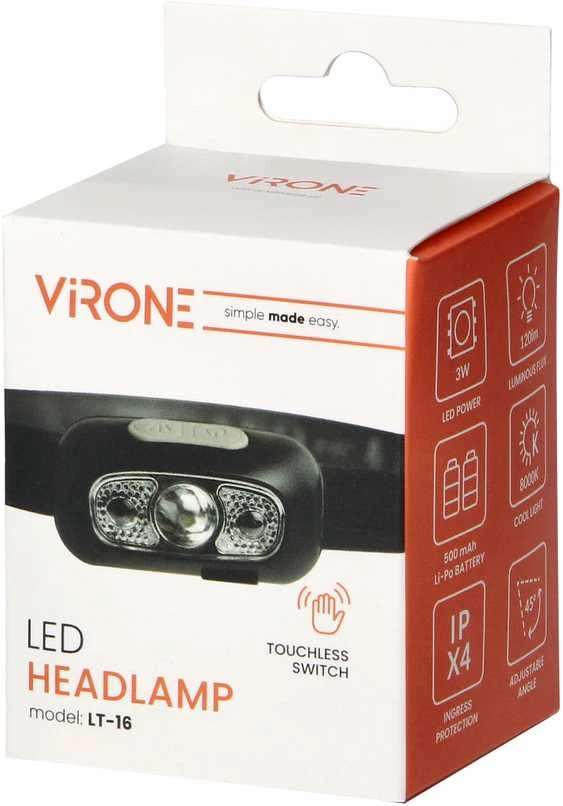 Orno Žibintuvėlis, LED priekinis žibintas, 120 lm, 500 mAh, judanti galvutė