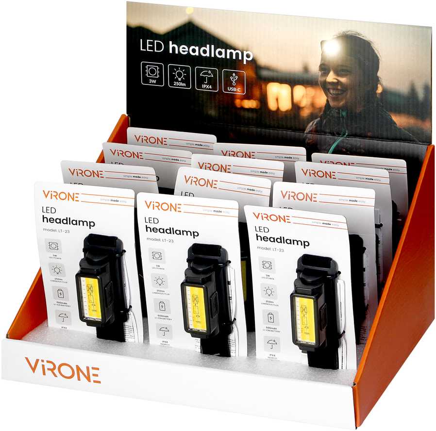 Orno Žibintuvėlis priekinis LED, 250 lm, 500 mAh, CCT, pasukama galvutė