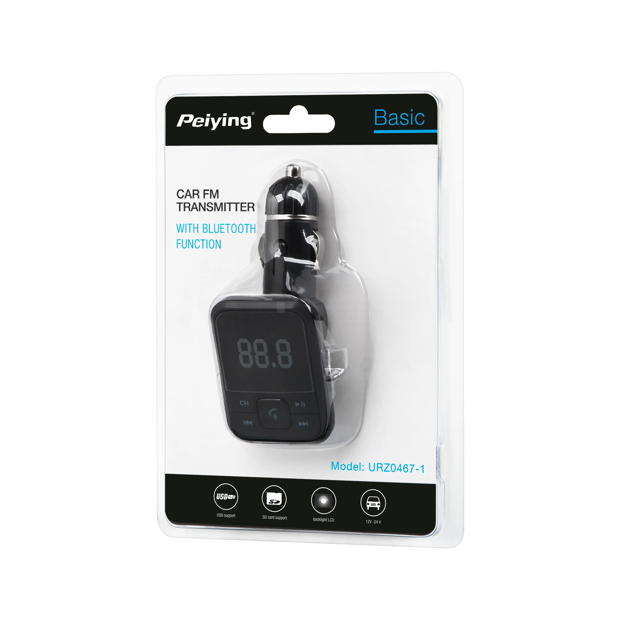 Peiying Automobilinis siųstuvas su Bluetooth funkcija ir USB lizdu