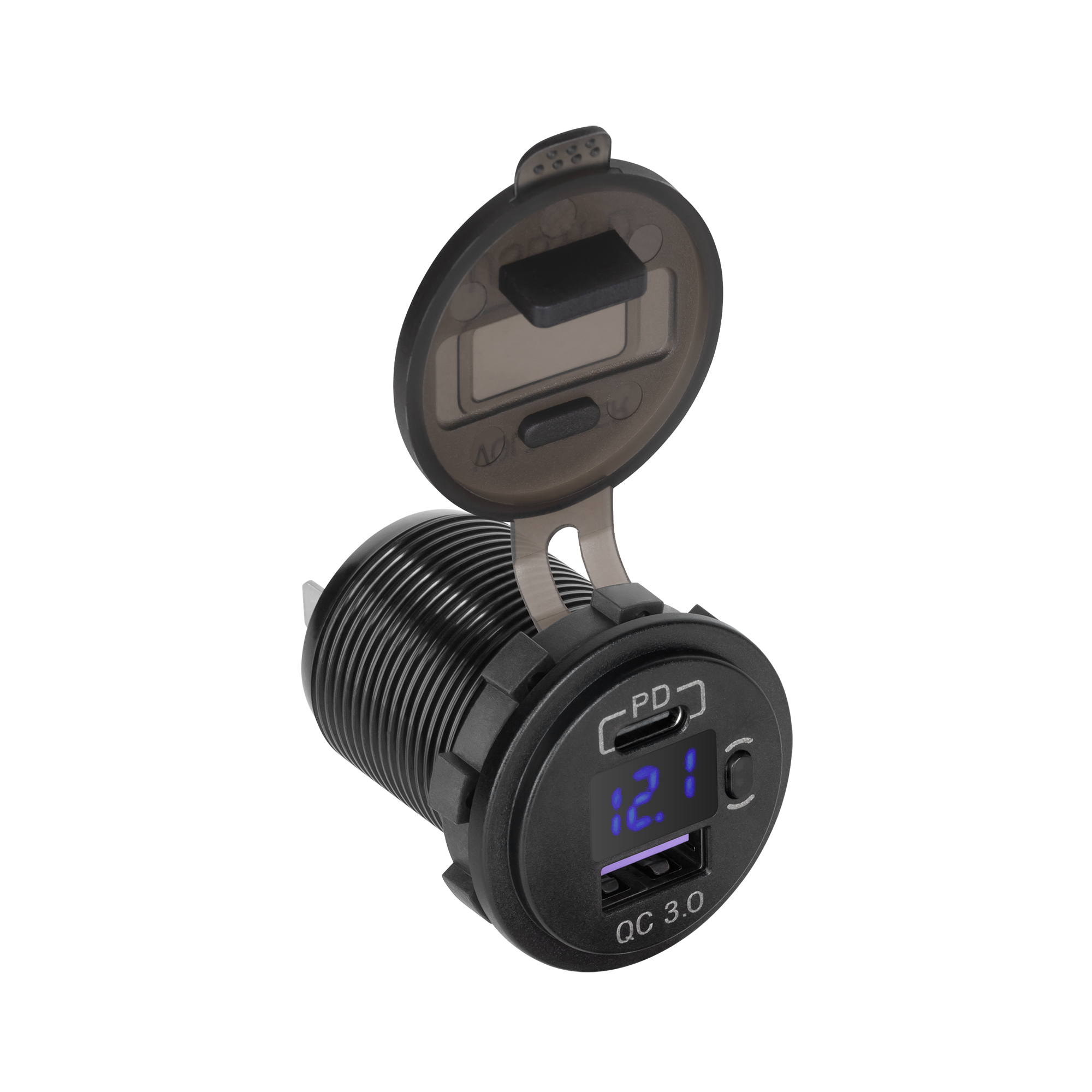 Peiying Automobilinis įkroviklis USB - USB C su Quick Charge Power Delivery ir įtampos matuokliu 48W