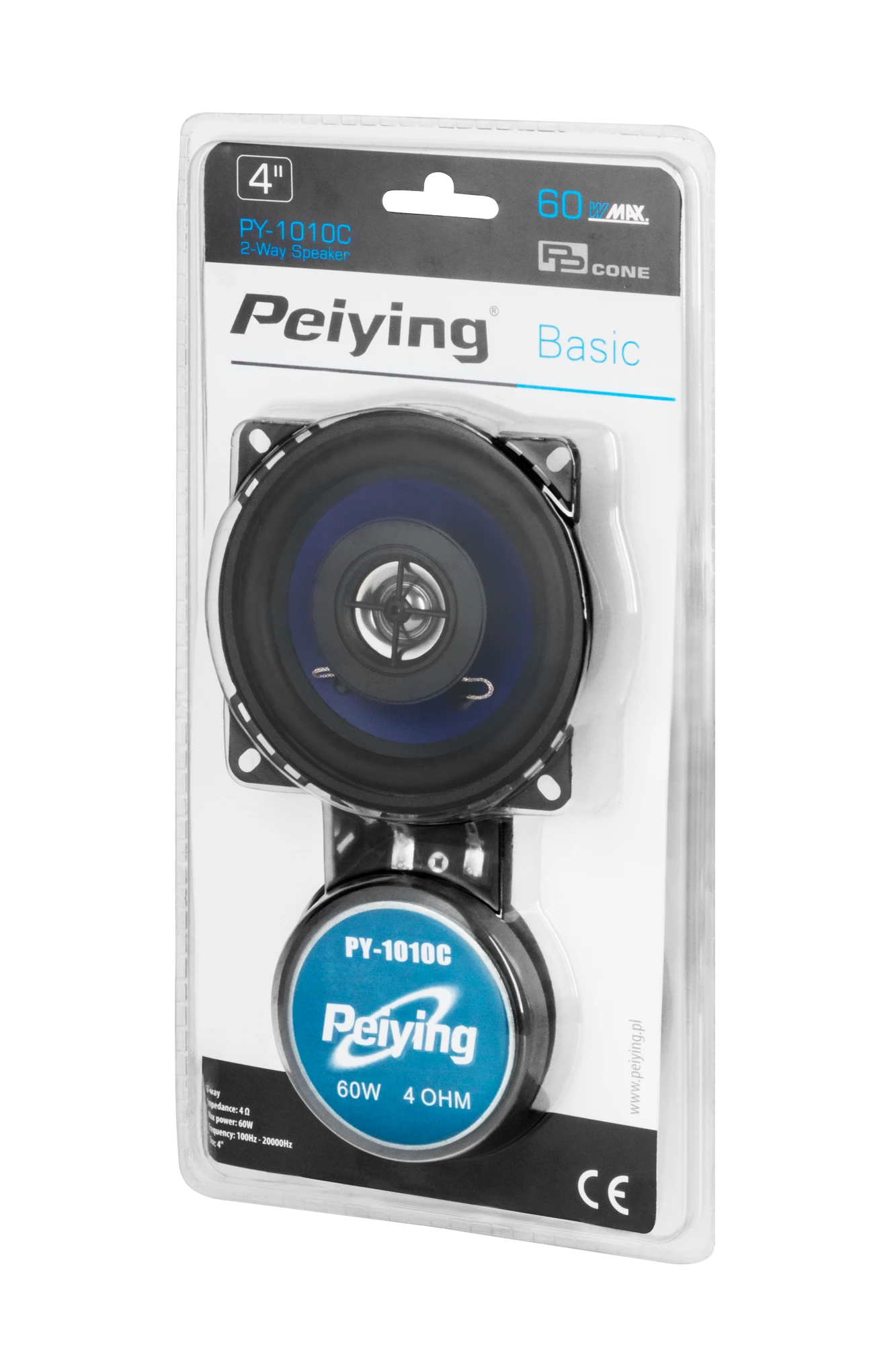 Peiying PY-1010C 4 colių automobilinis garsiakalbis pakuotėje