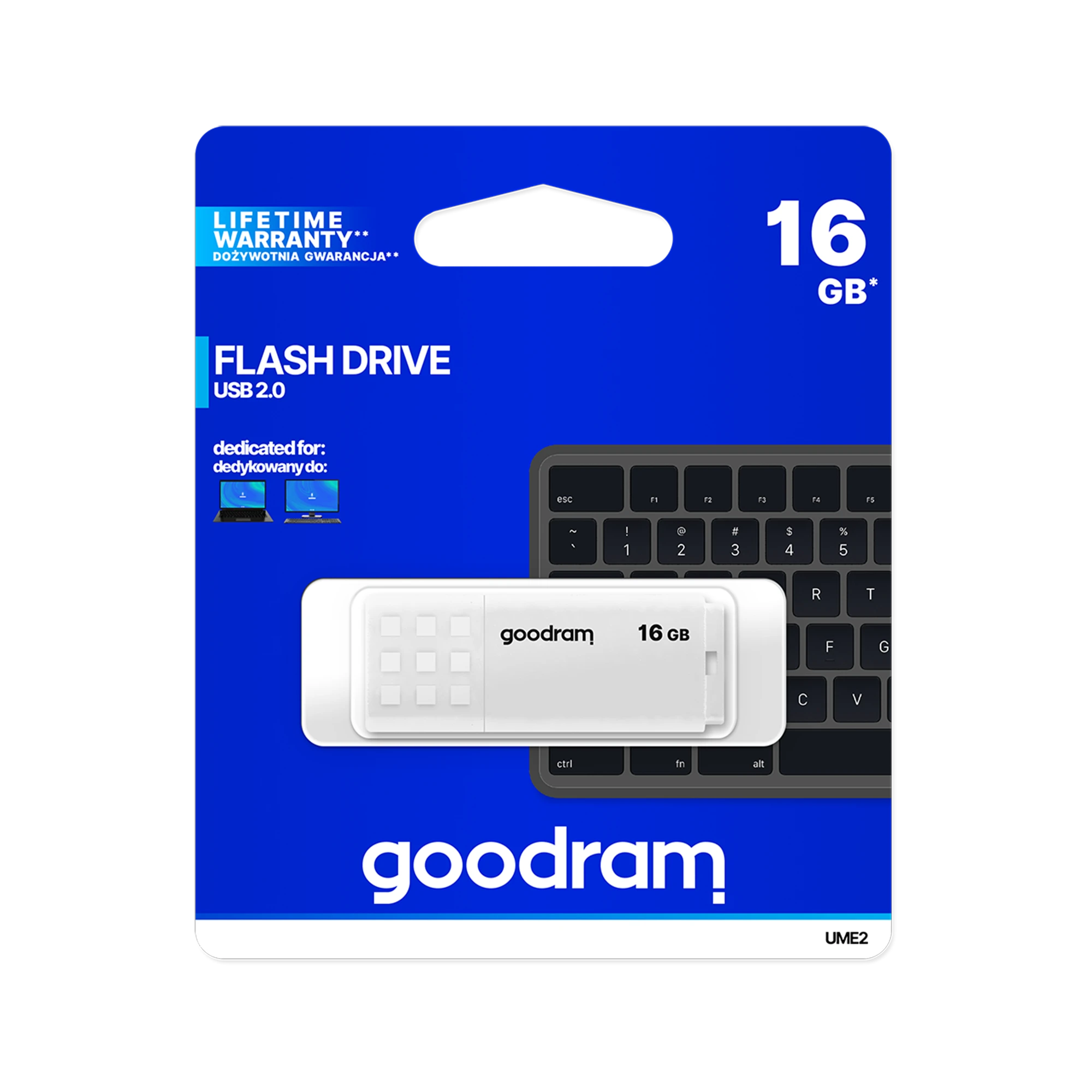 GOODRAM UME2-0160W0R11 GOODRAM atmintis USB UME2 16GB USB 2.0 Baltas