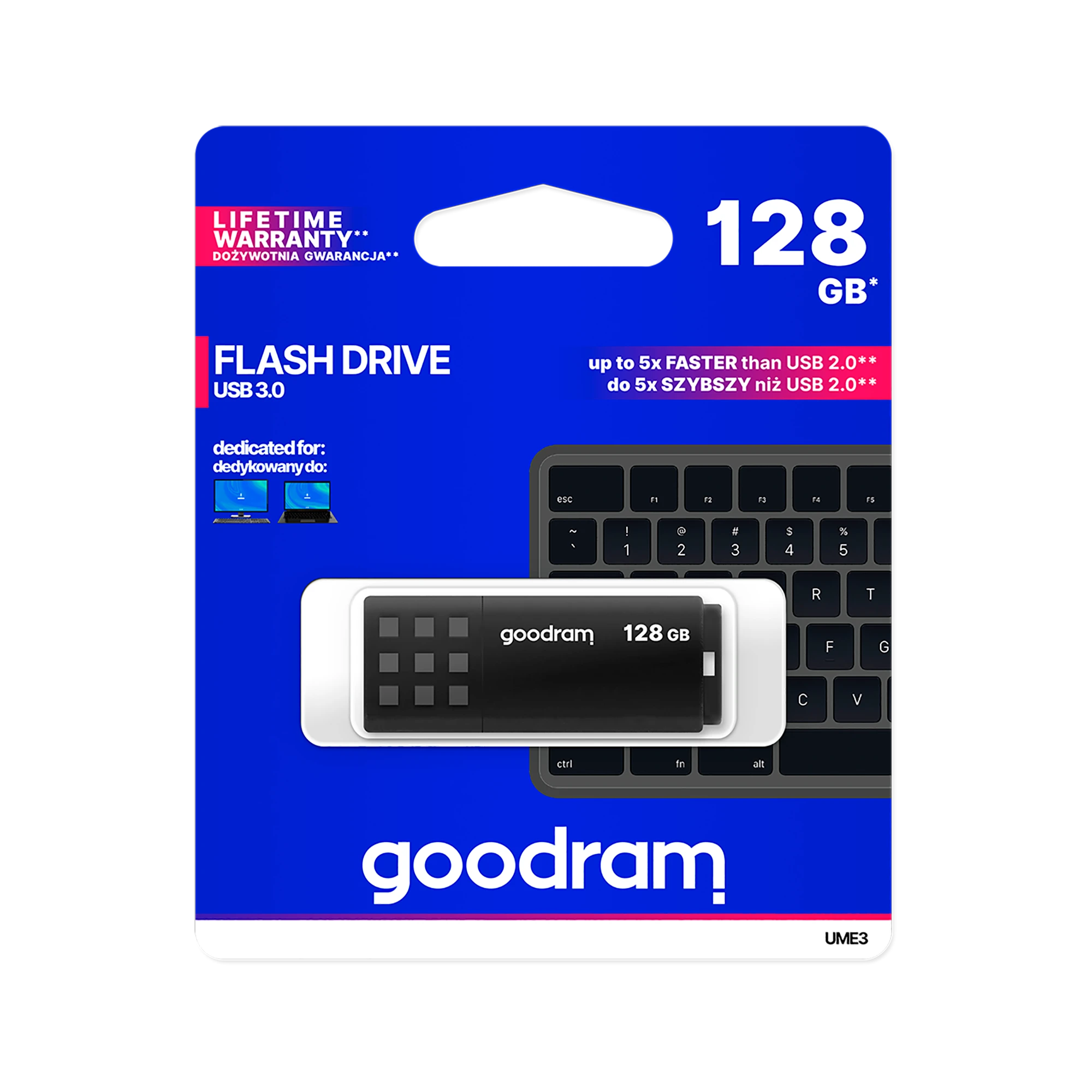 GOODRAM UME3-1280K0R11 GOODRAM atmintis USB UME3 128GB USB 3.0 Juodas