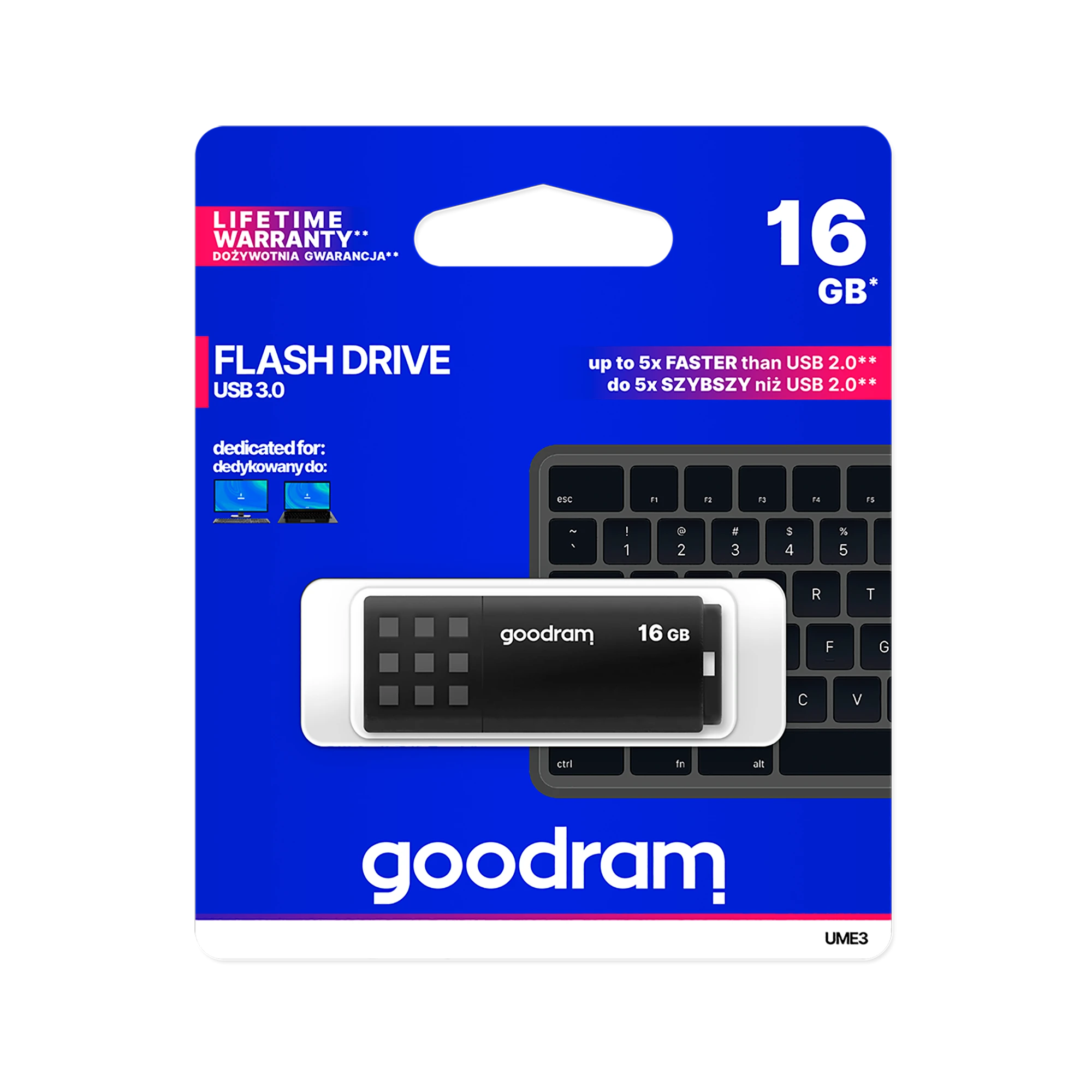 GOODRAM UME3-0160K0R11 GOODRAM atmintis USB UME3 16GB USB 3.0 Juodas