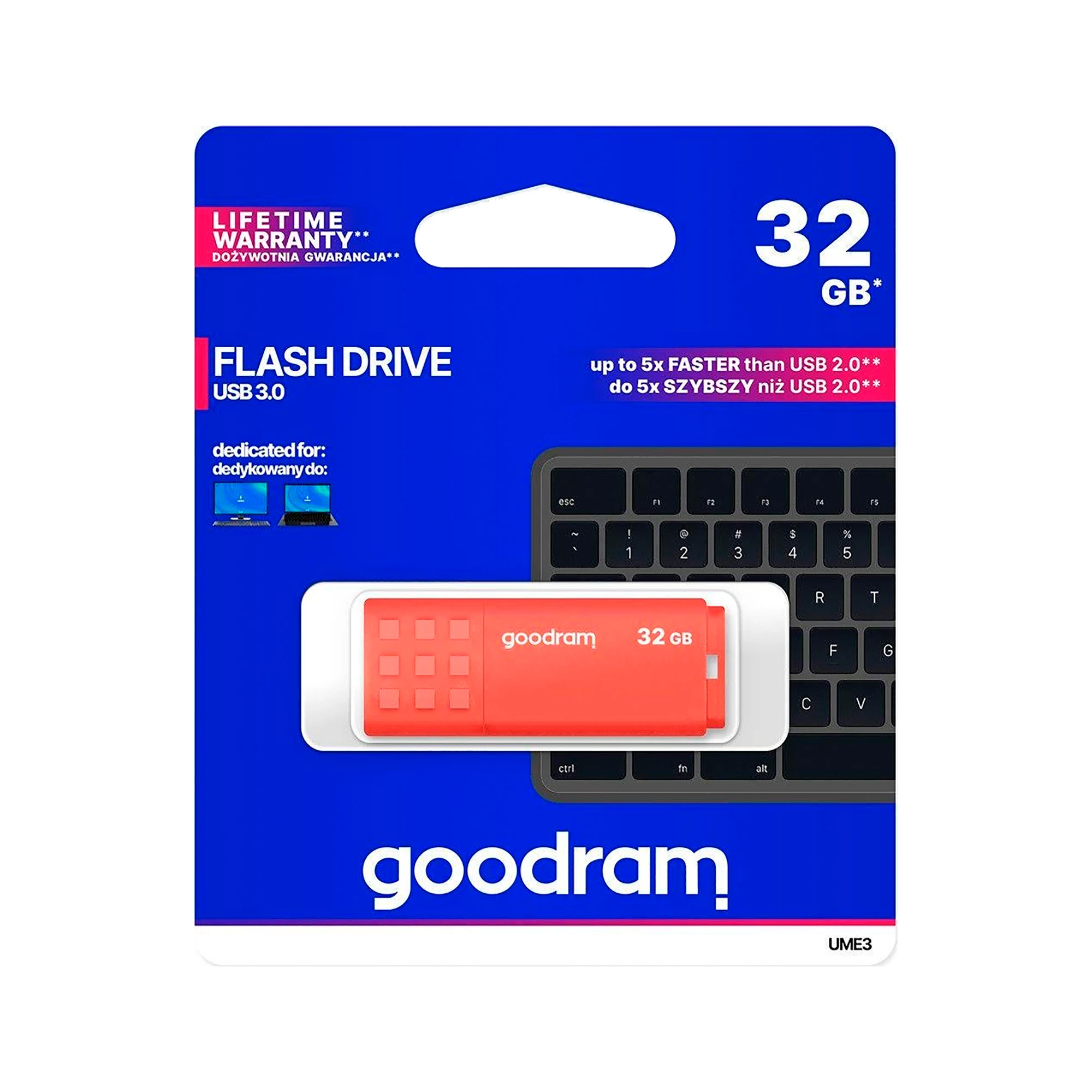 GOODRAM UME3-0320O0R11 GOODRAM atmintis USB UME3 32GB USB 3.0 Oranžinis