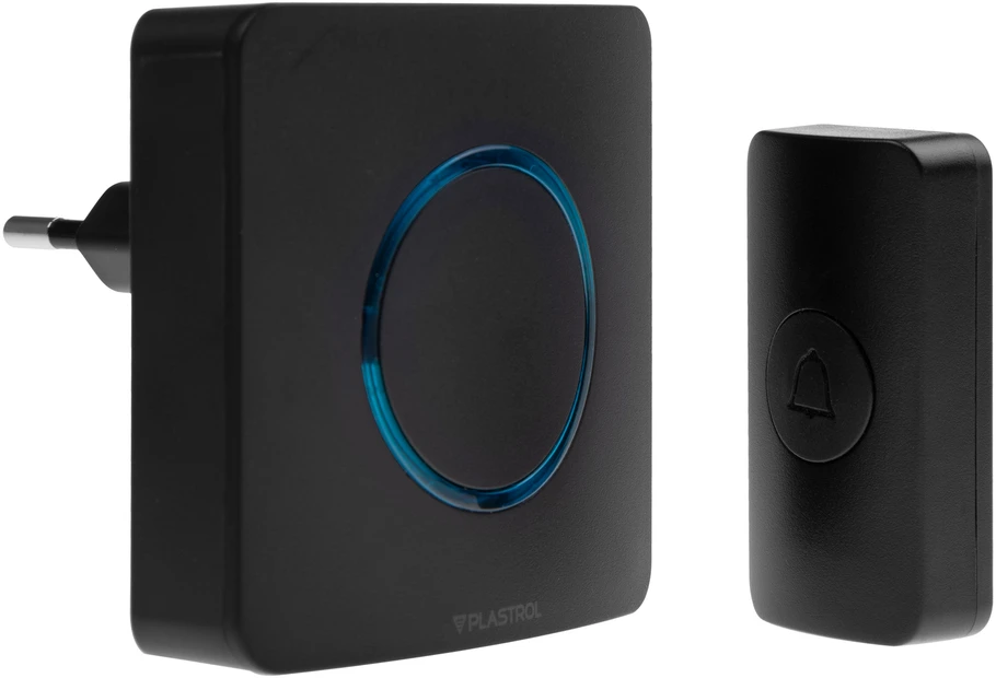 Plastrol Emos Wireless durų skambutis su tinklo nuotolinio valdymo pulteliu DS-2B/C juodas