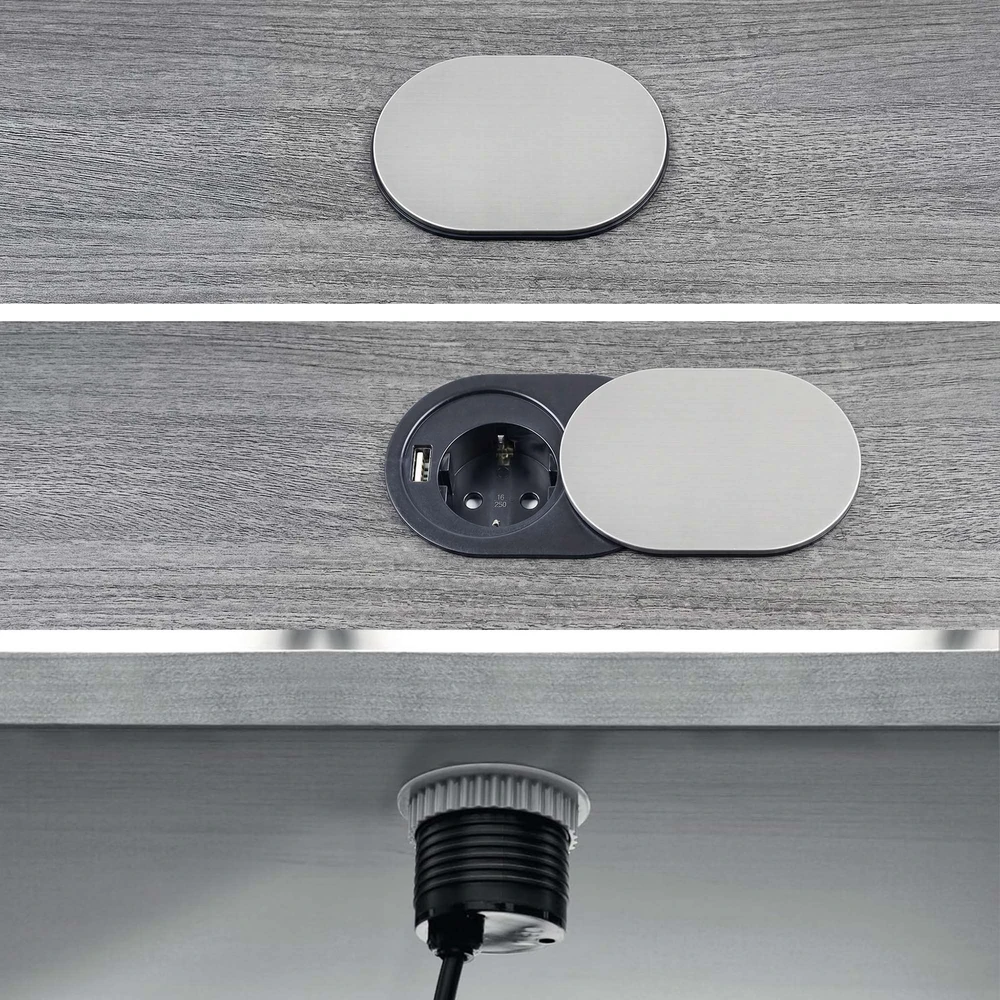 Plastrol Lizdas meblowe Montuojama, 1 złącze wtyczkowe , 1 złącze usb a, schuko