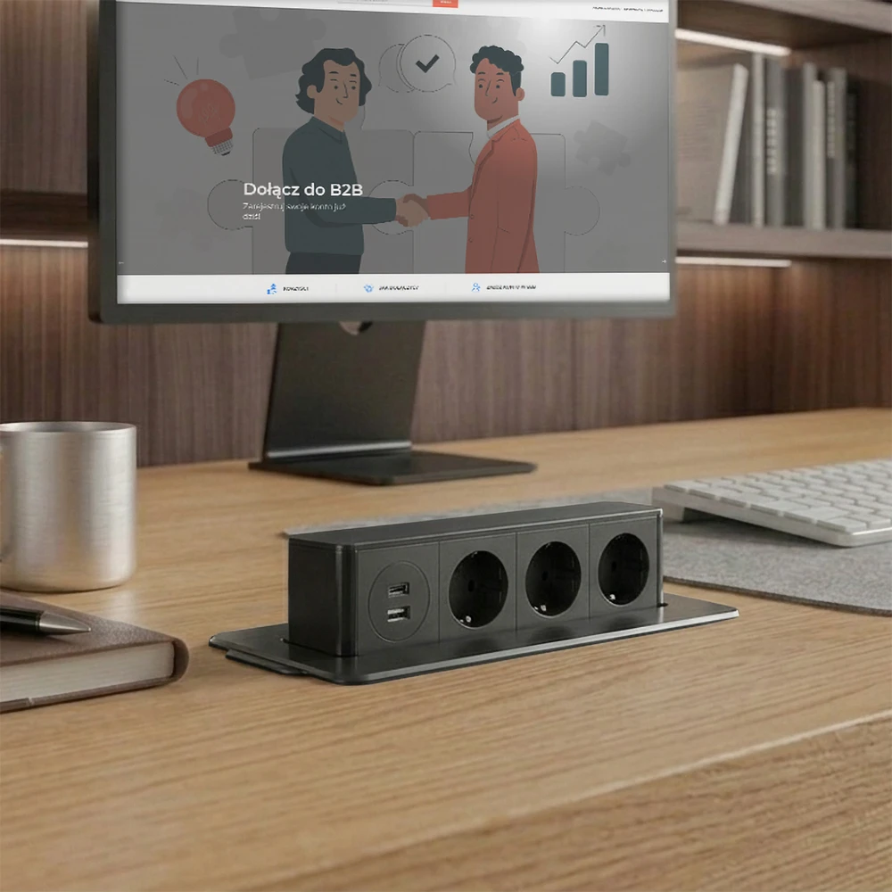 Plastrol Lizdas meblowe Montuojama, 3 złącza wtyczkowe schuko, 1xgniazdo usb a, 1xgniazdo usb c