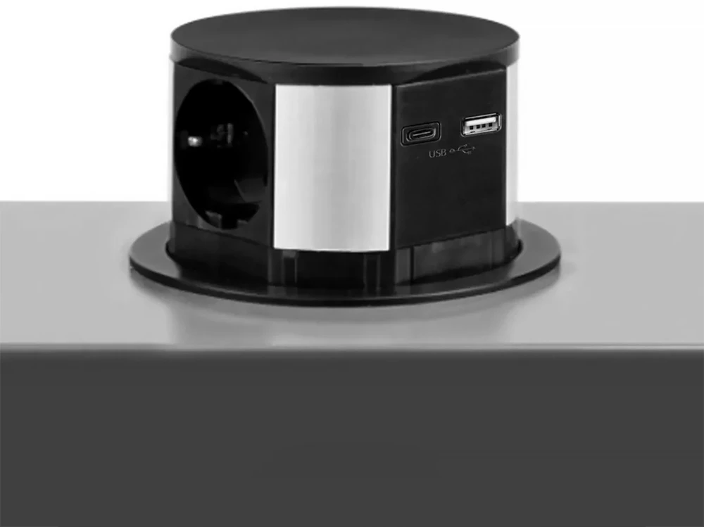 Plastrol Lizdas meblowe Montuojama, 3 złącza wtyczkowe schuko, 1xgniazdo usb a, 1xgniazdo usb c