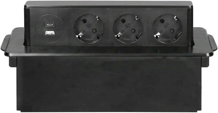 Plastrol Lizdas meblowe Montuojama, 3 złącza wtyczkowe schuko, 1xgniazdo usb a, 1xgniazdo usb c