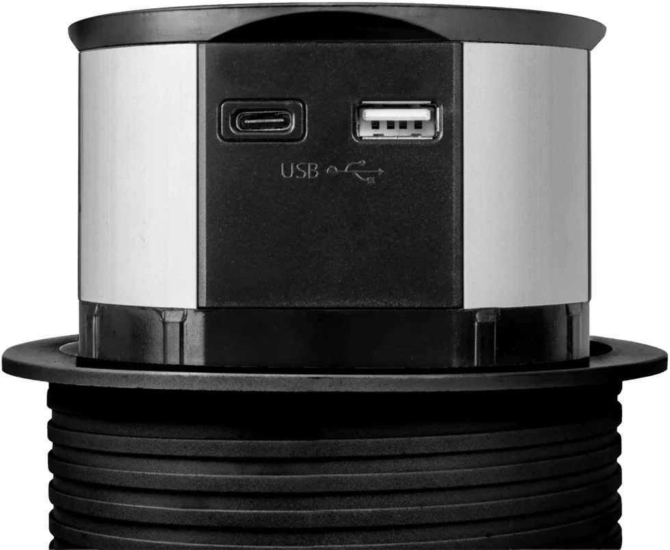Plastrol Lizdas meblowe Montuojama, 3 złącza wtyczkowe schuko, 1xgniazdo usb a, 1xgniazdo usb c