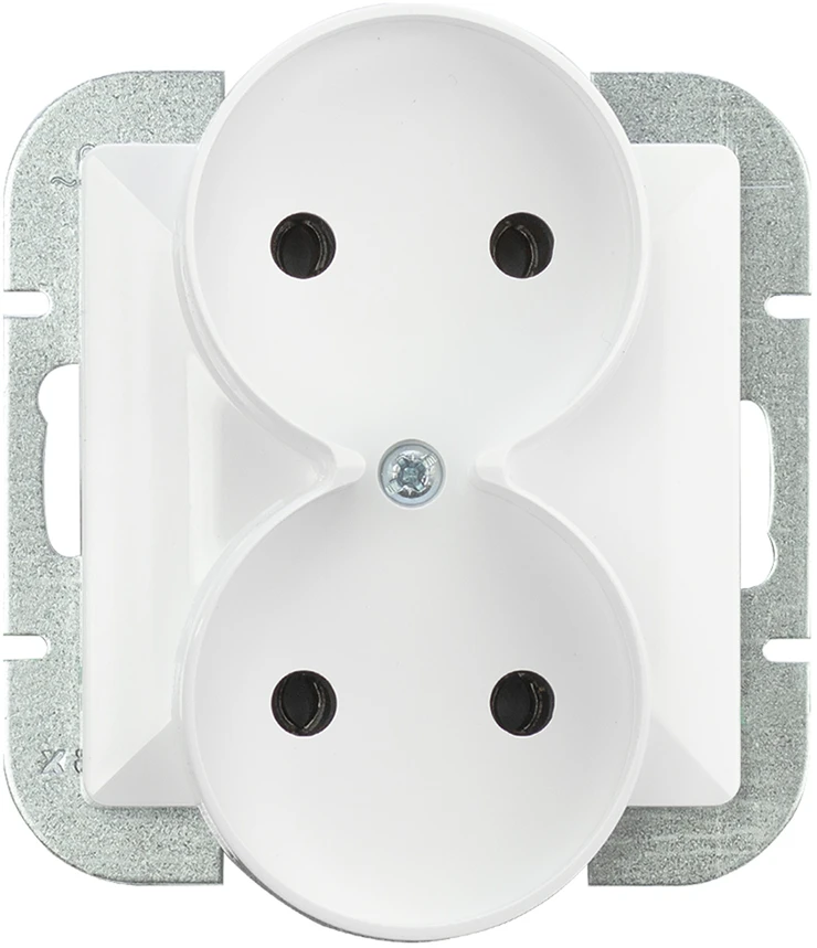 Plastrol Lizdas wtyczkowe podwójne -perła- p/t 2x2p 16a, 250v do systemu ramkowego, balta
