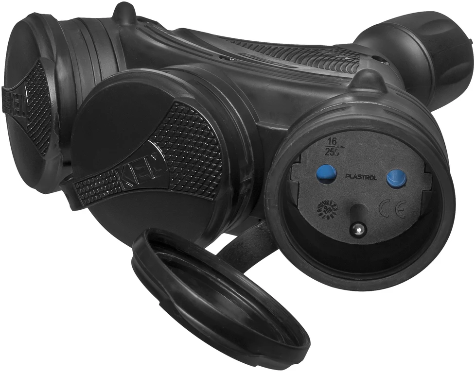Plastrol 98-221# Lizdas gn-x3 trigubas su įžeminimu, juodas/juodas hermetiškas, IP54