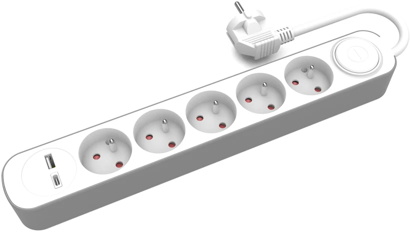 Plastrol Przedłużacz 5-gniazdowy su włącznikiem i gniazdami usb-a i usb-c