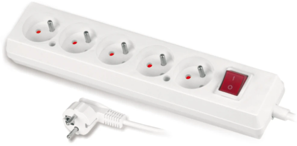 Plastrol Velstro Przedłużacz su wyłącznikiem 5-gniazd su/u 10A 5m /OMY 3x1/ balta PS-570WS T-106020