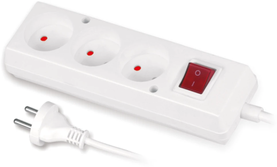 Plastrol Velstro Ilgintuvas su jungikliu, 3 lizdų, bekontaktis, 10A, 5m, baltas PS-360WS T-106070