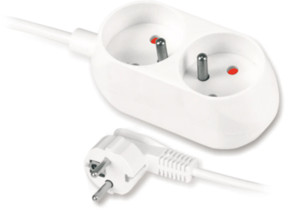 Plastrol Przedłużacz 2-gniazda su/u 10A 5m balta, PS-270/5,0 Baltas