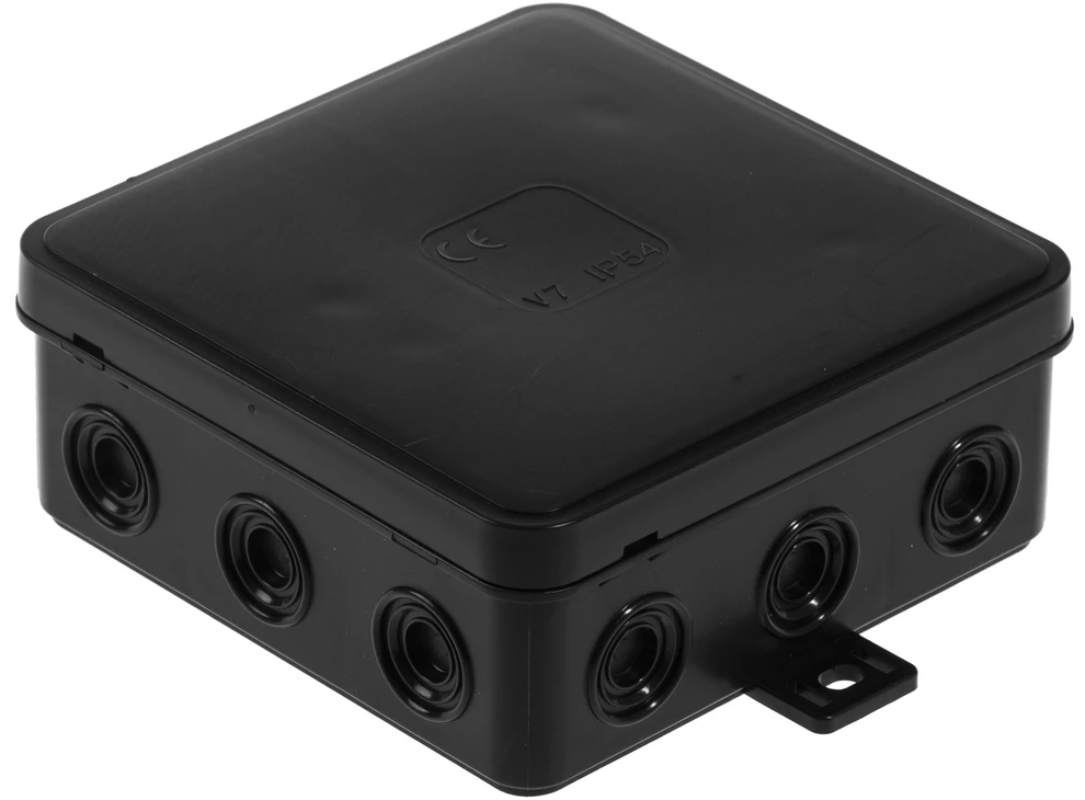 Plastrol Hermetiška įlaidintinė dėžutė v7 ip-54 100x100x41 12-vų su susilpninimais, juoda