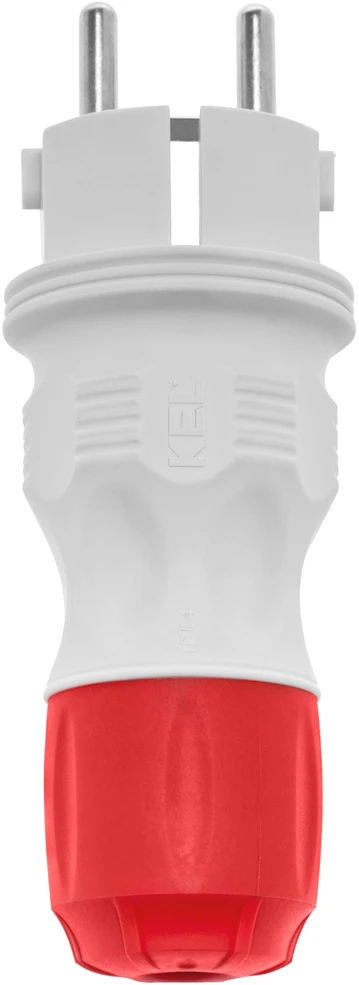 Plastrol Wtyczka ip54, 2p+su, 16a, pilka su czerwoną nakrętką